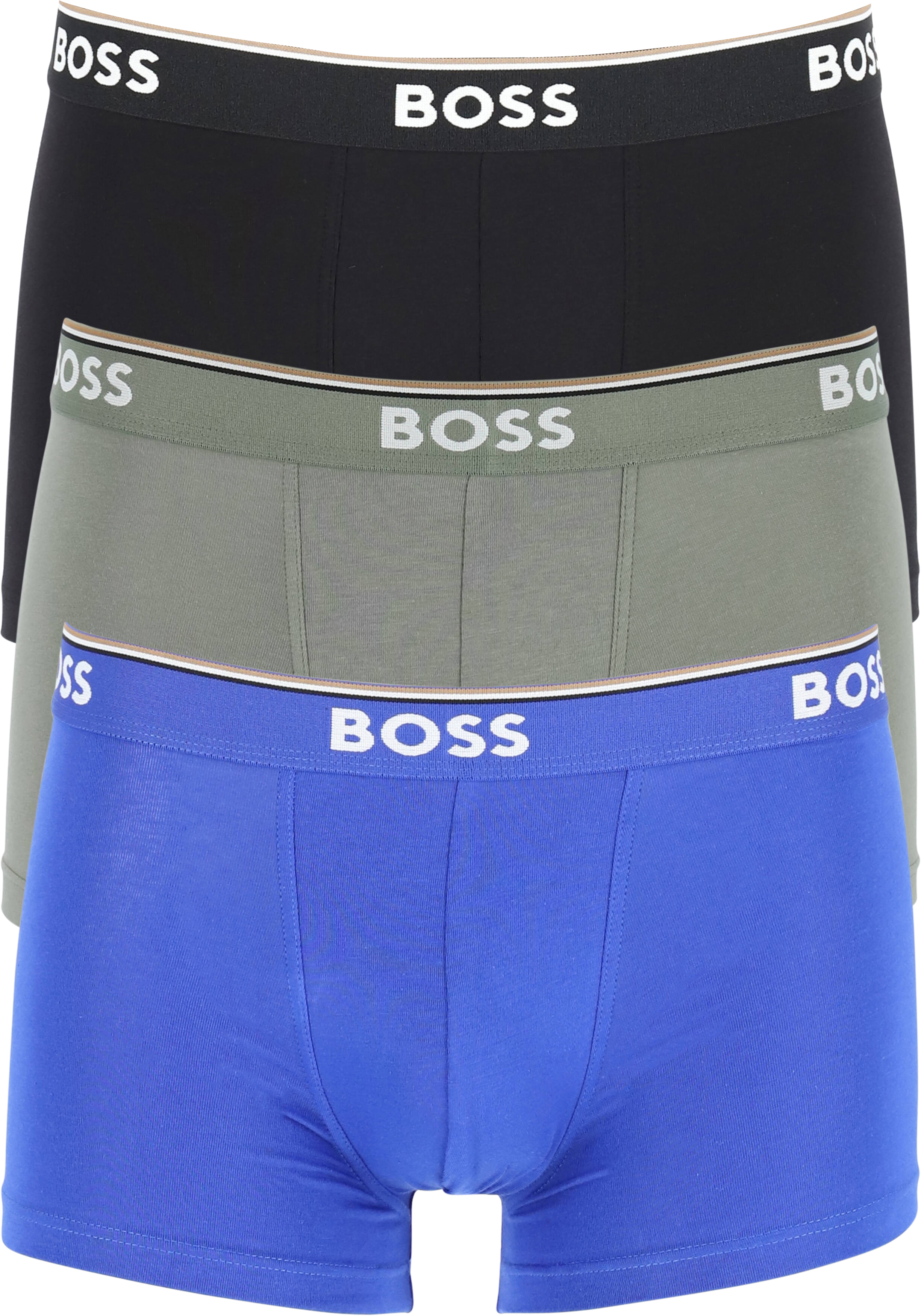 HUGO BOSS Power trunks (3-pack), heren boxers kort, groen, zwart, blauw