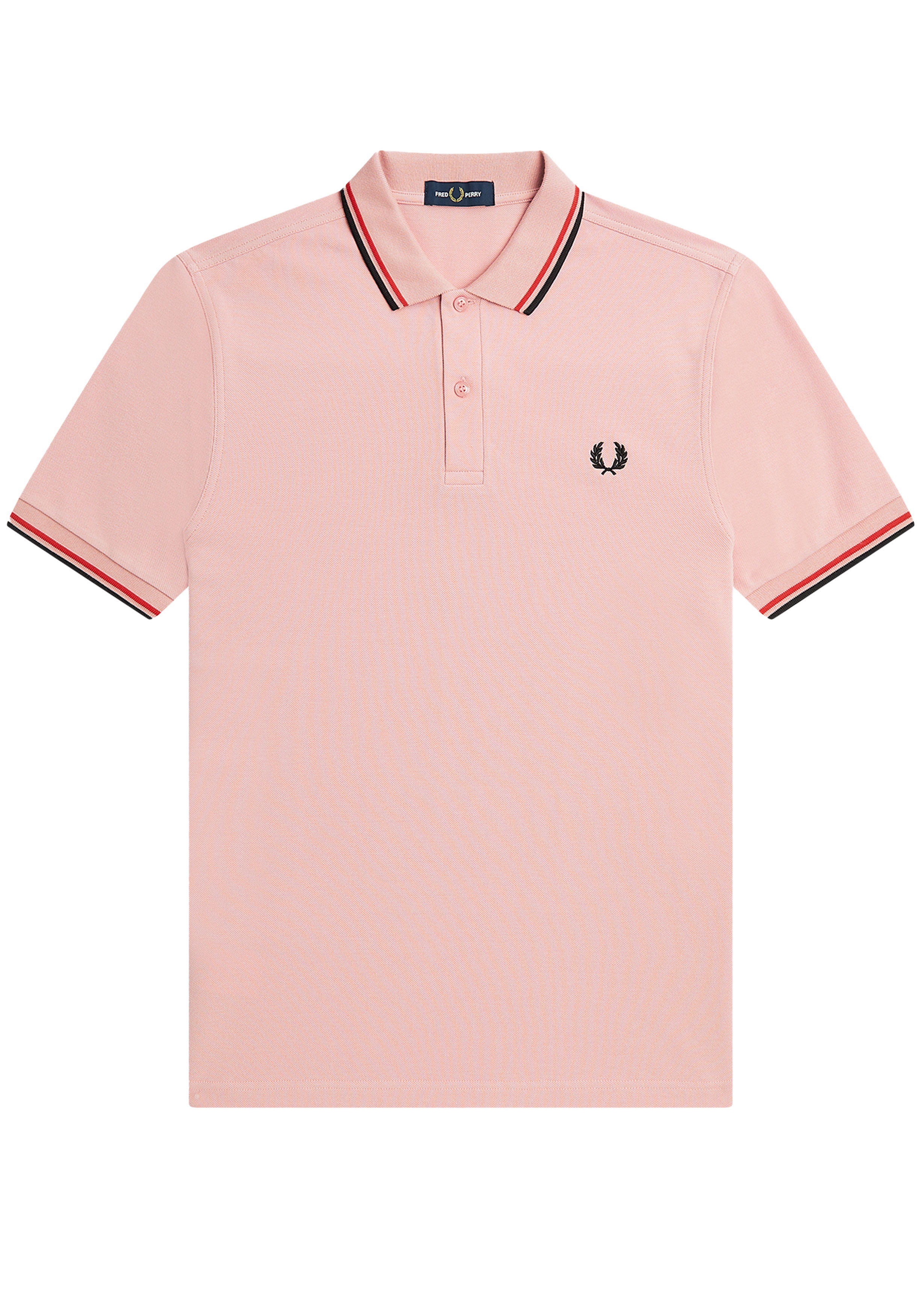Fred Perry M3600 polo twin tipped shirt, pique, Chalky Pink / Washed Red / Black
