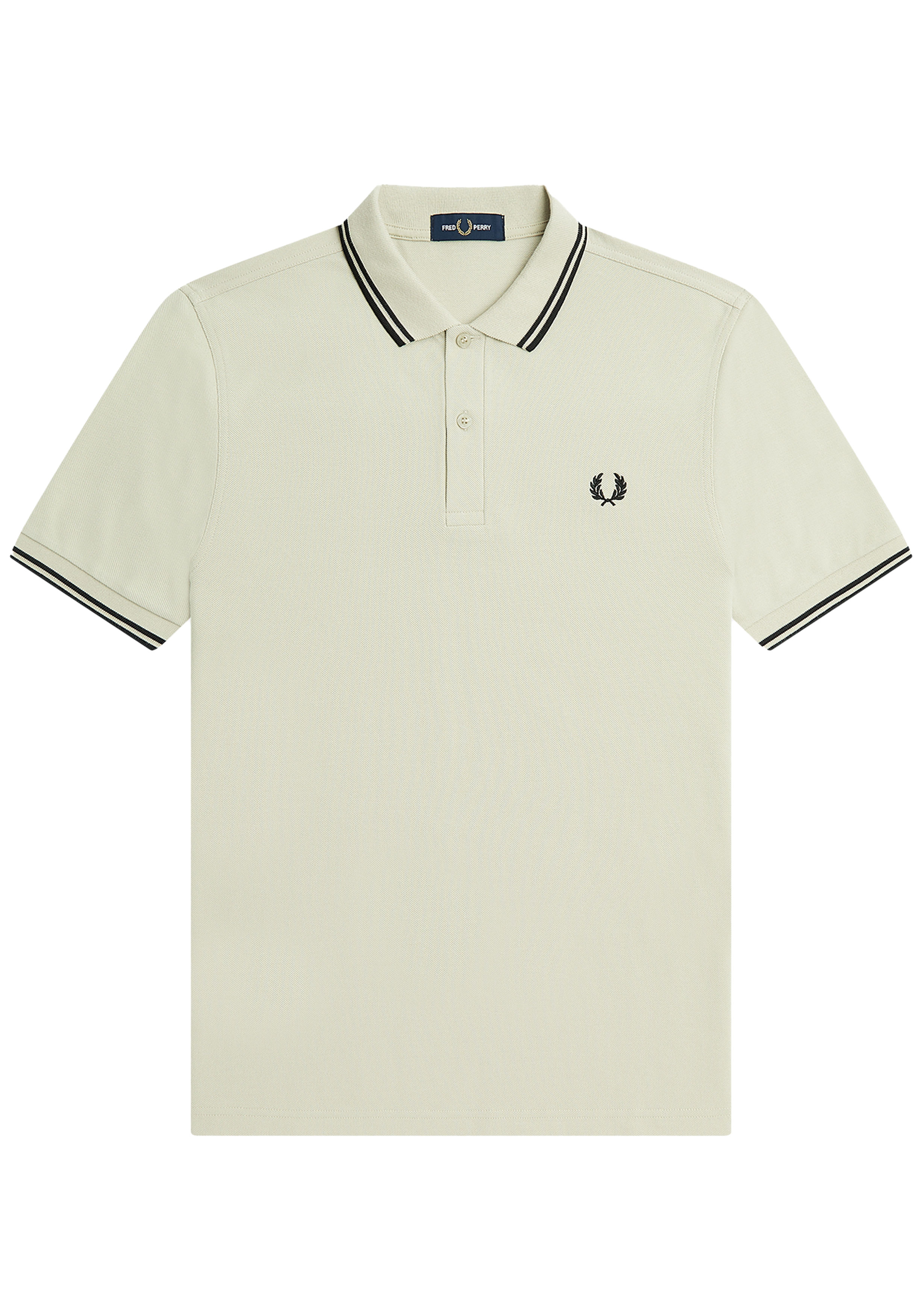 Fred Perry M3600 polo twin tipped shirt, pique, Light Oyster / Black / Black