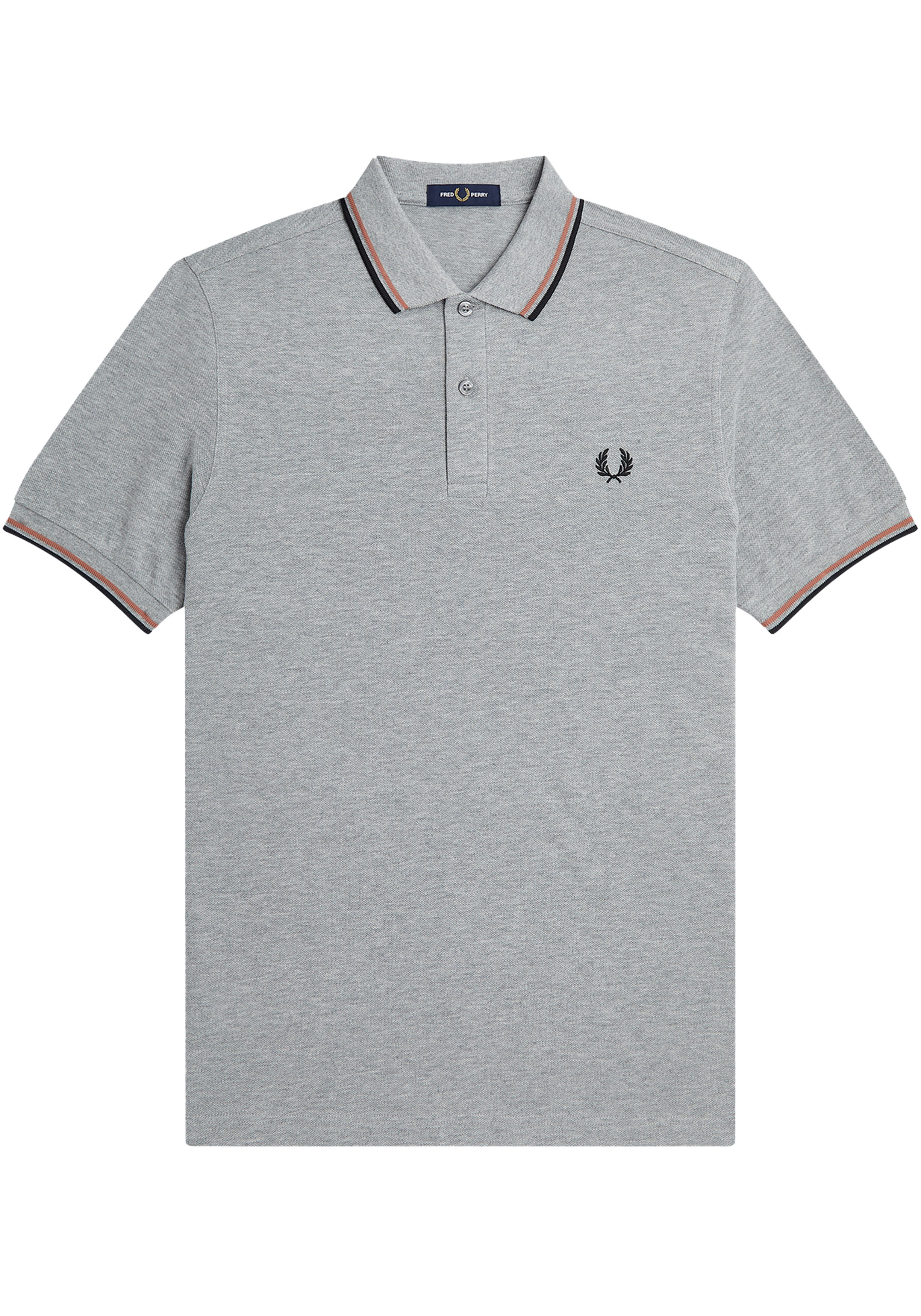 Fred Perry M3600 polo twin tipped shirt, pique, Steel Marl / Light Rust / Black