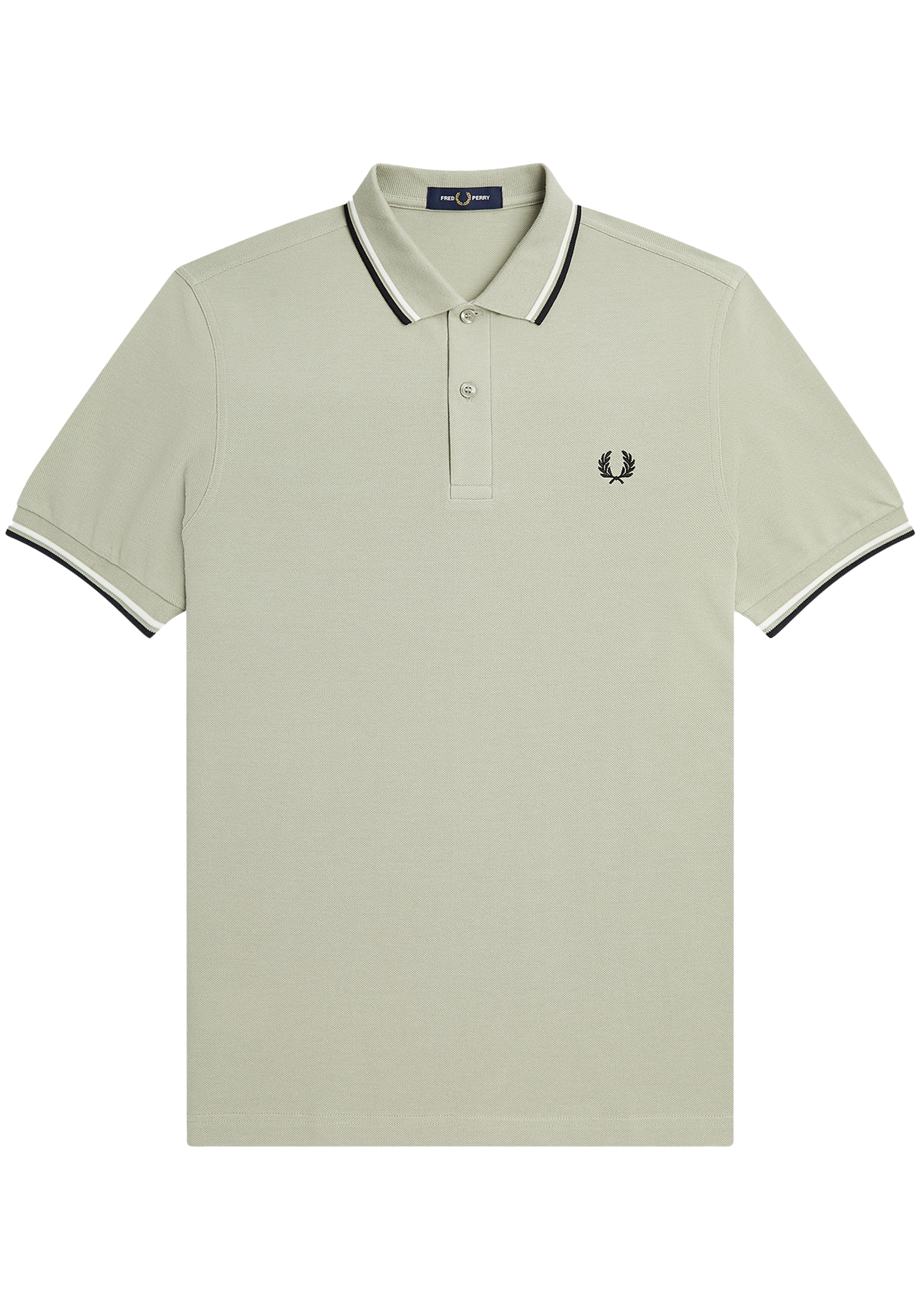 Fred Perry M3600 polo twin tipped shirt, pique, Seagrass / Snow White / Black