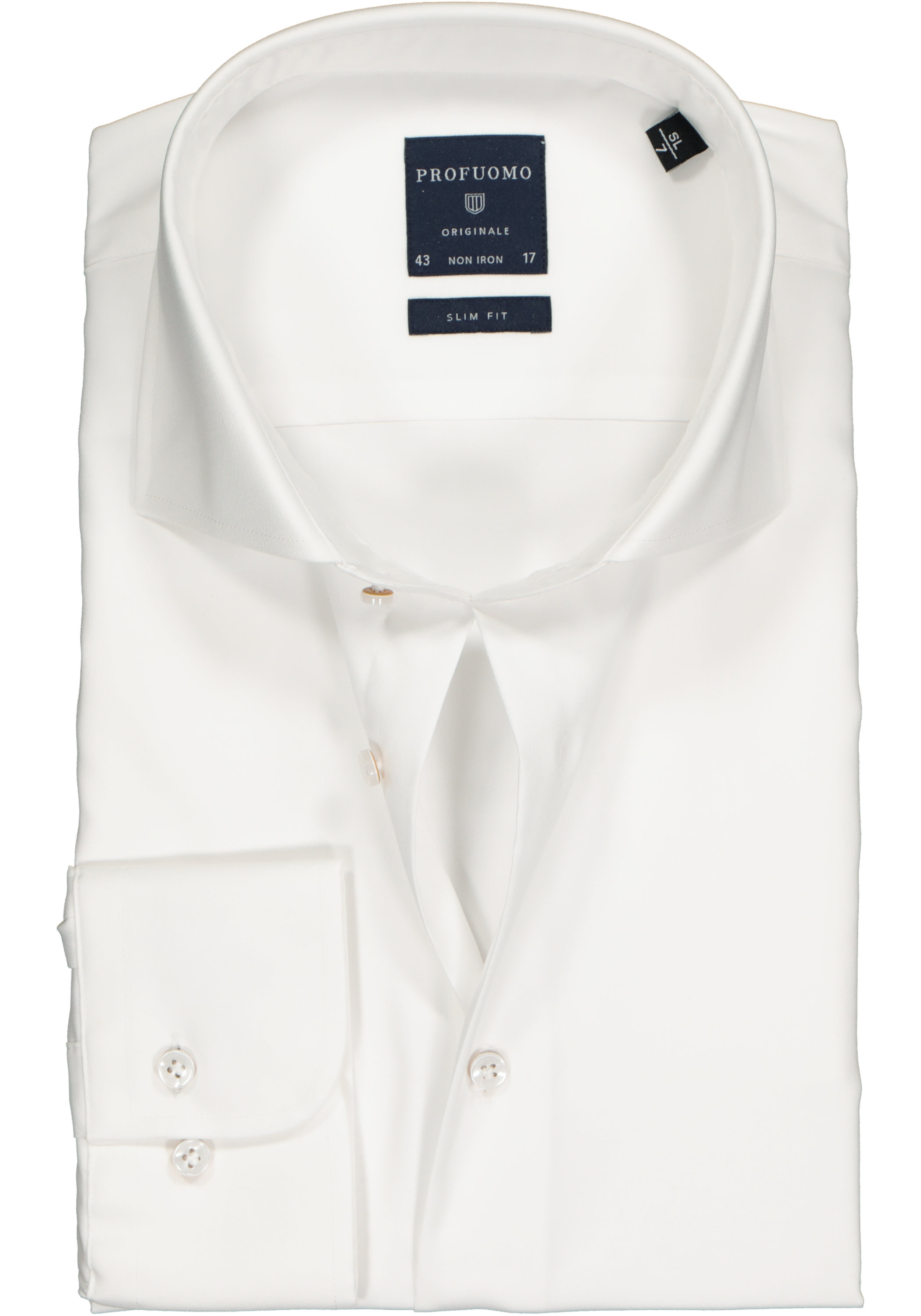 Profuomo Originale slim fit overhemd, mouwlengte 72 cm, twill, wit