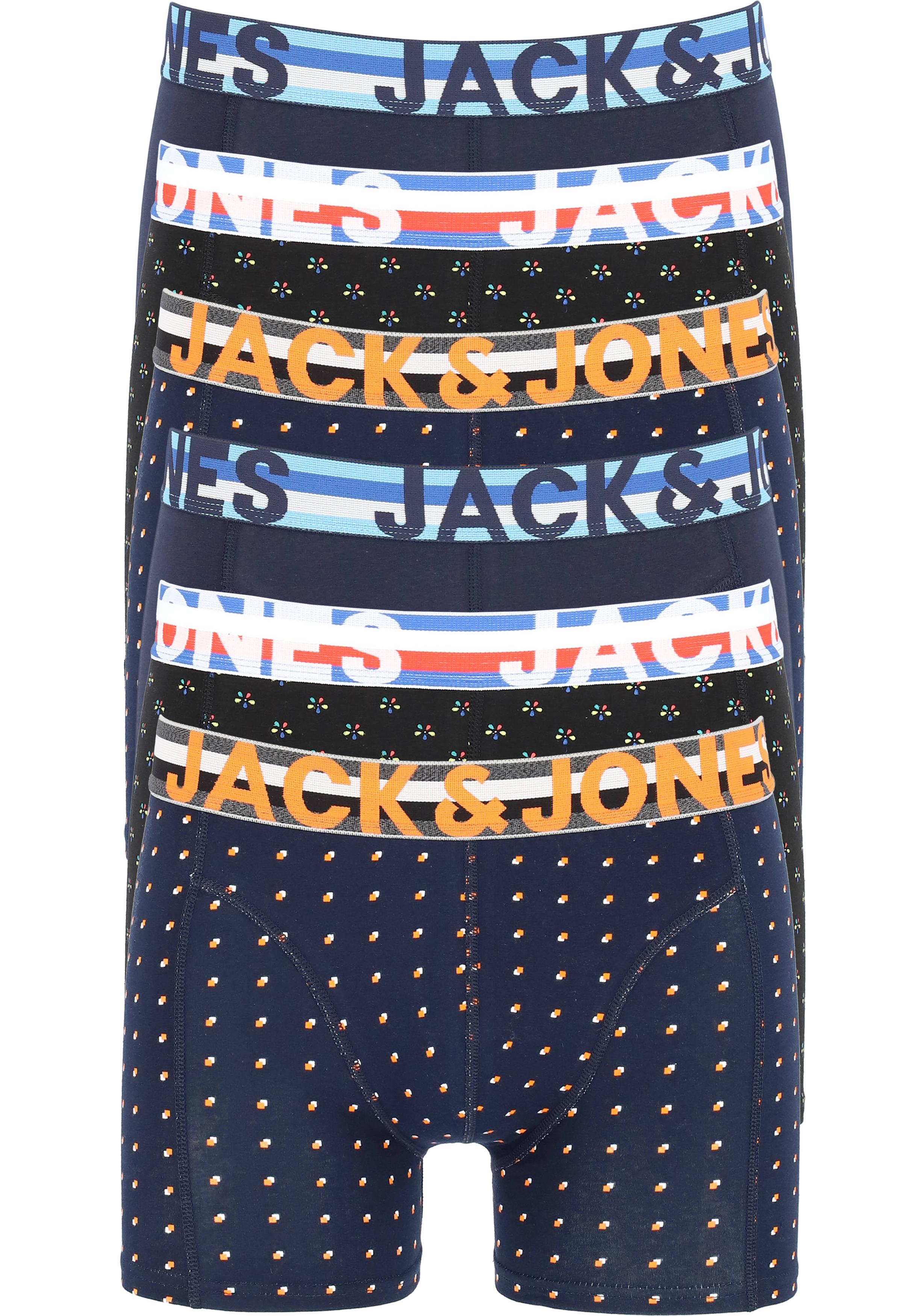 JACK & JONES boxers Jachenrik trunks (6-pack), blauw uni en dessin