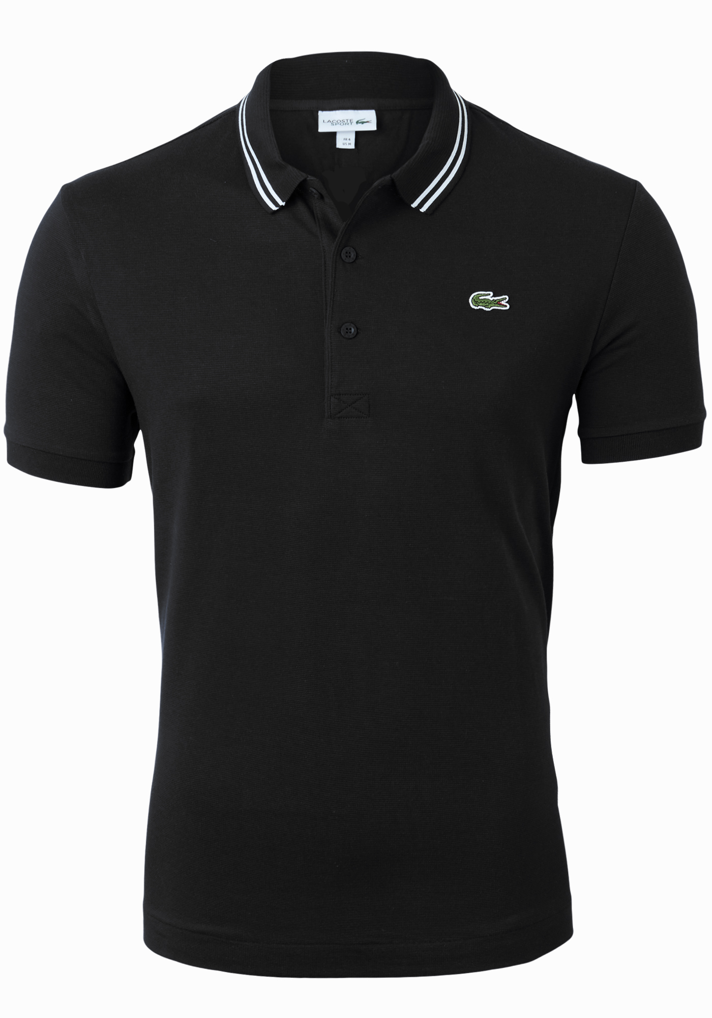 Lacoste Sport polo Regular Fit, super light knit, zwart met wit