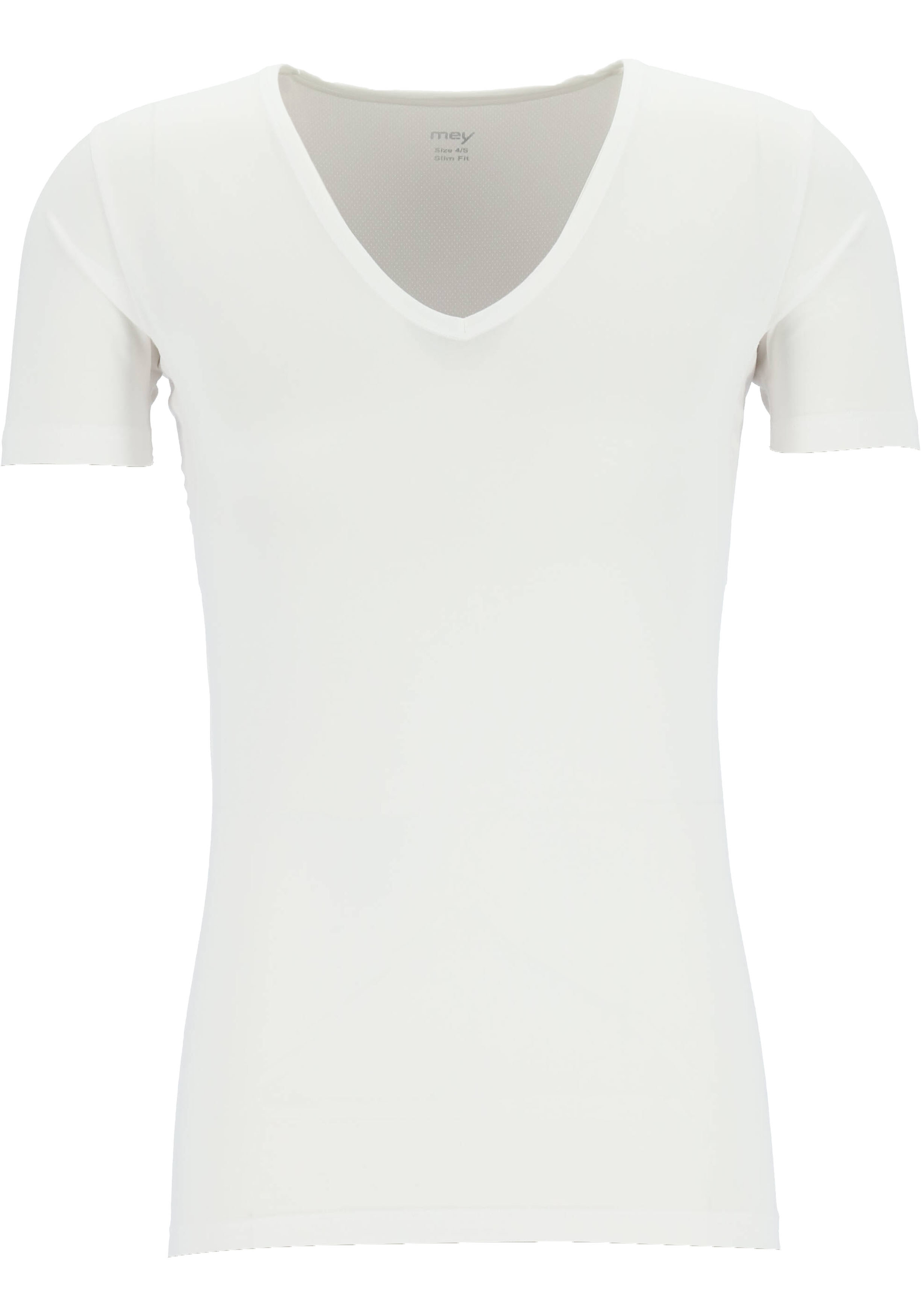 Mey Dry Cotton functional T-shirt (1-pack), heren T-shirt slim fit diepe V-hals, wit
