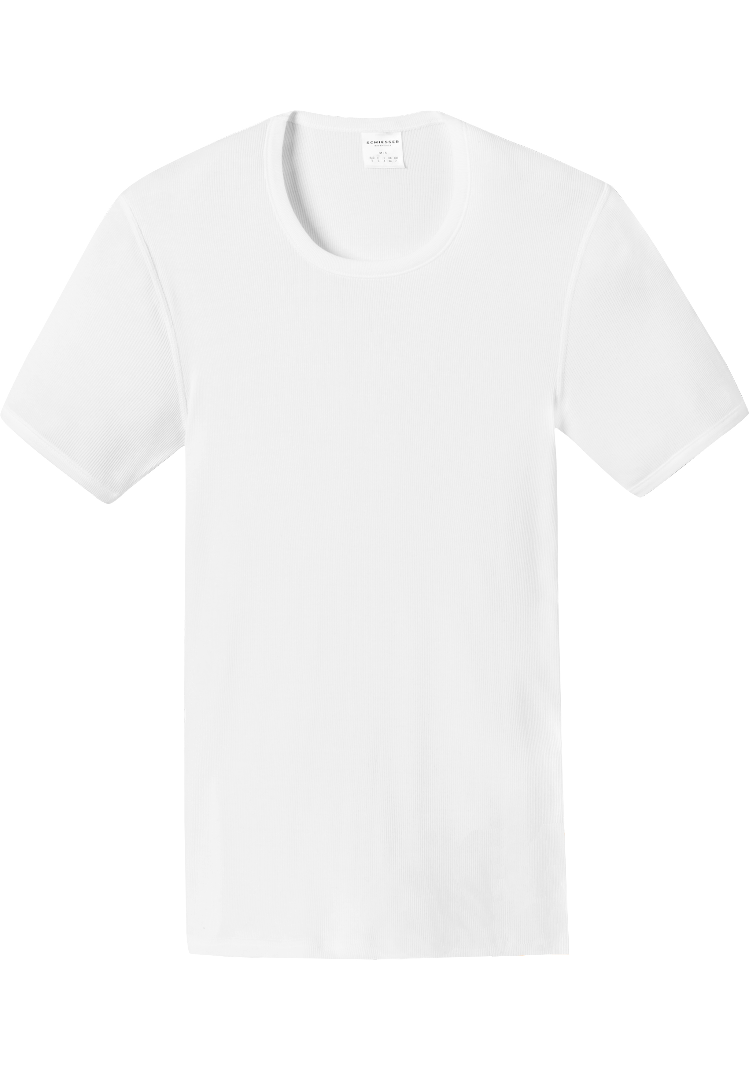 SCHIESSER Essentials T-shirt (1-pack), Doppelribb met O-hals, wit         