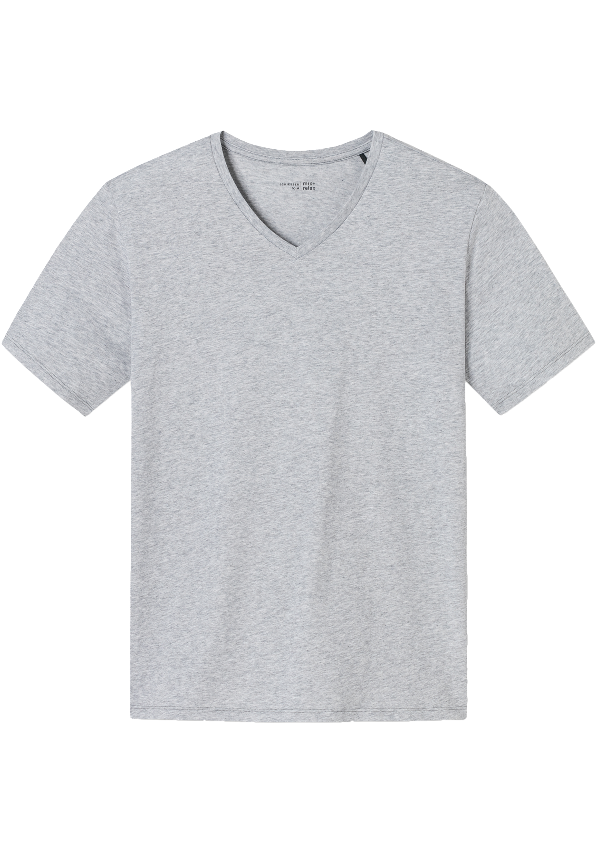 SCHIESSER Mix+Relax T-shirt, korte mouw V-hals, lichtgrijs melange