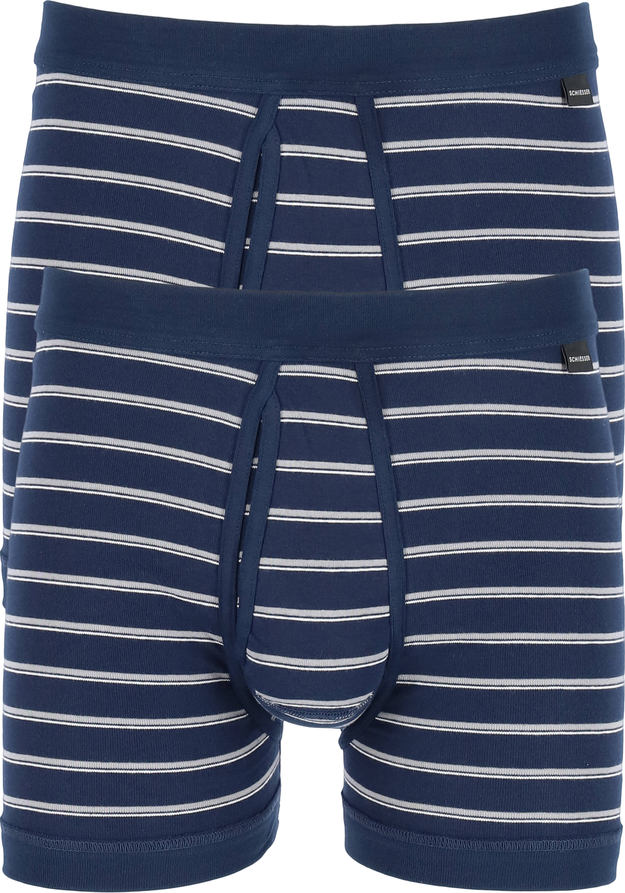 SCHIESSER Original Classics shorts (2-pack), Feinripp met gulp, blauw gestreept           