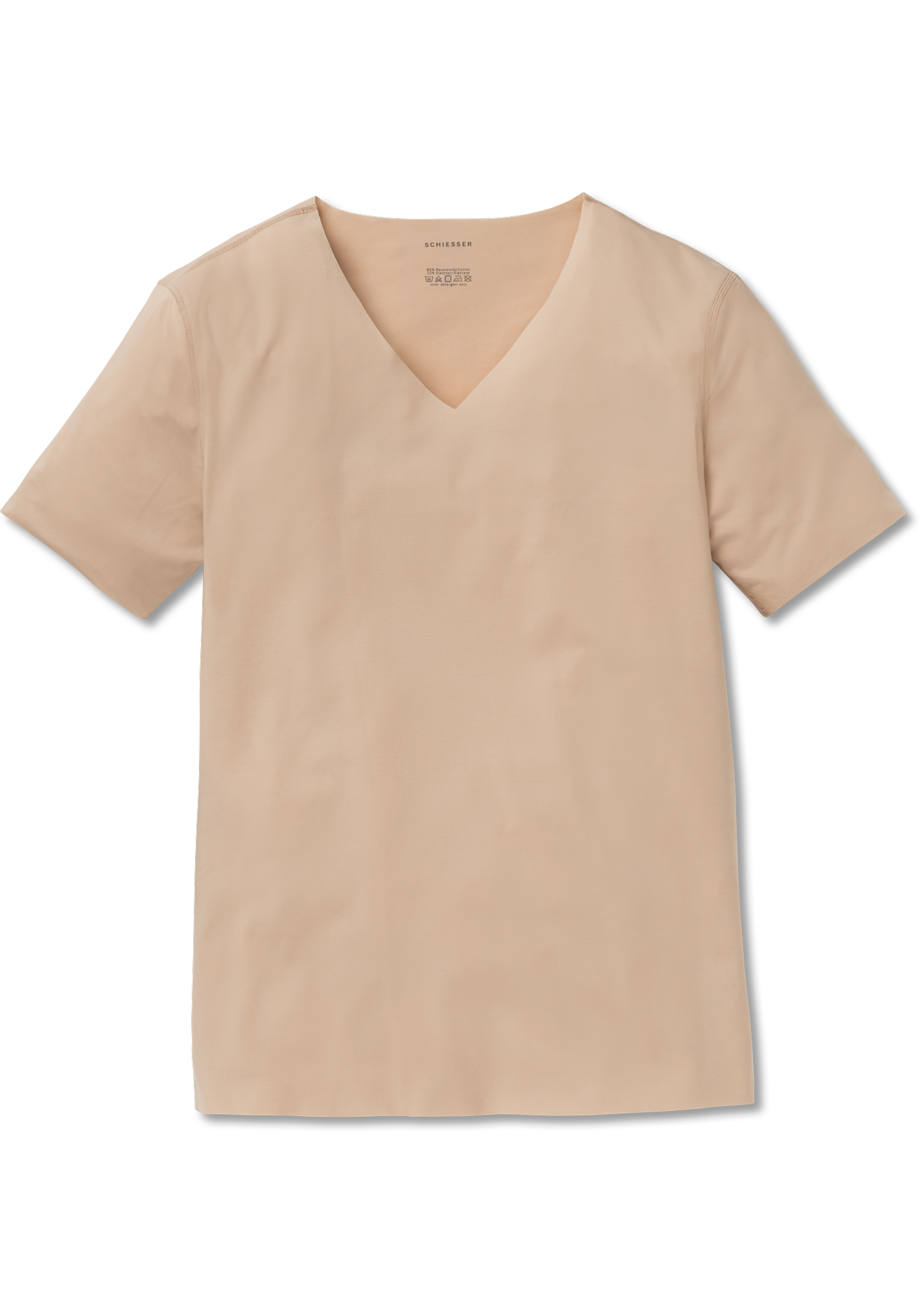 SCHIESSER Laser Cut T-shirt (1-pack), naadloos met diepe V-hals, huidskleur 