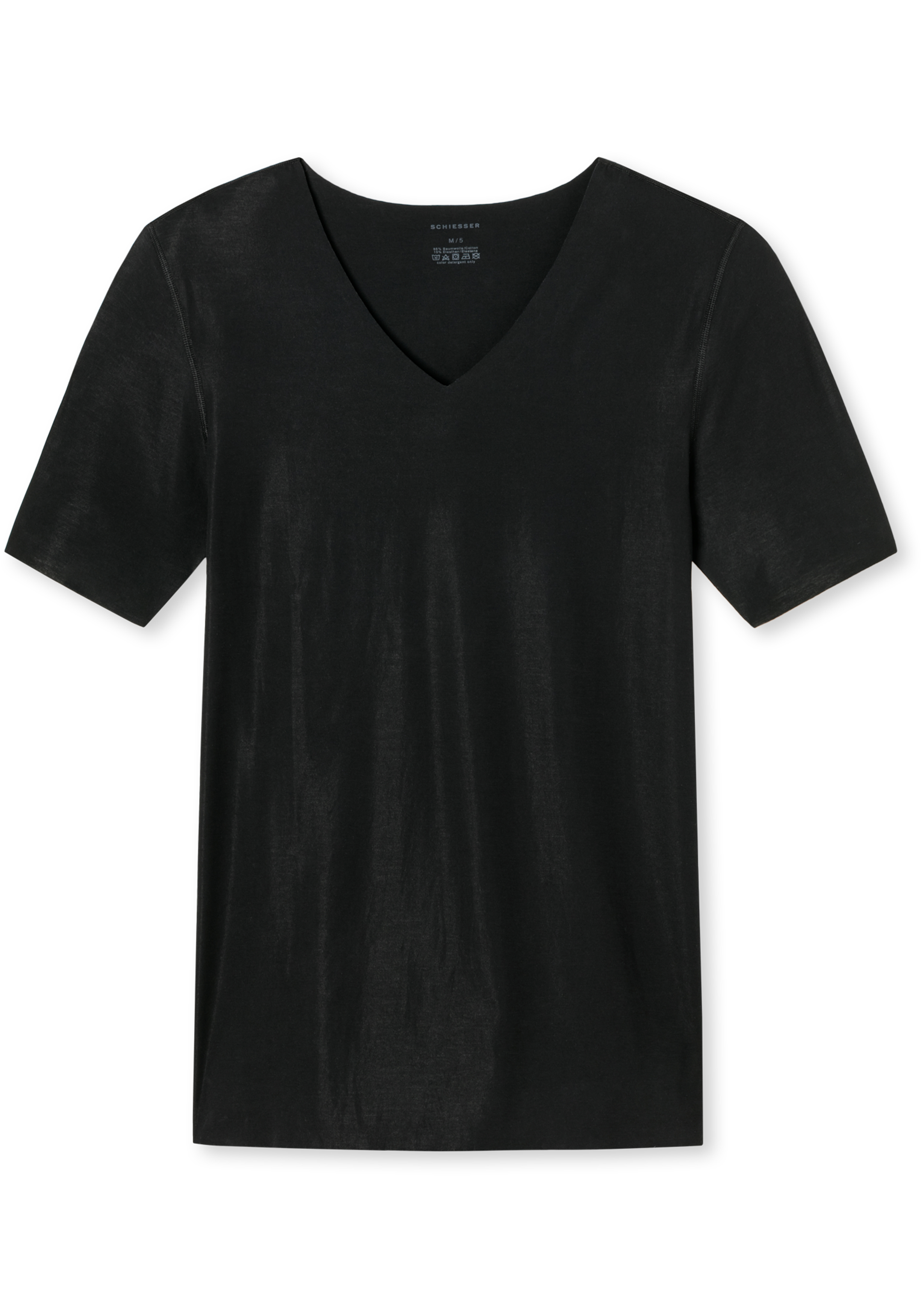 SCHIESSER Laser Cut T-shirt (1-pack), naadloos met diepe V-hals, zwart 