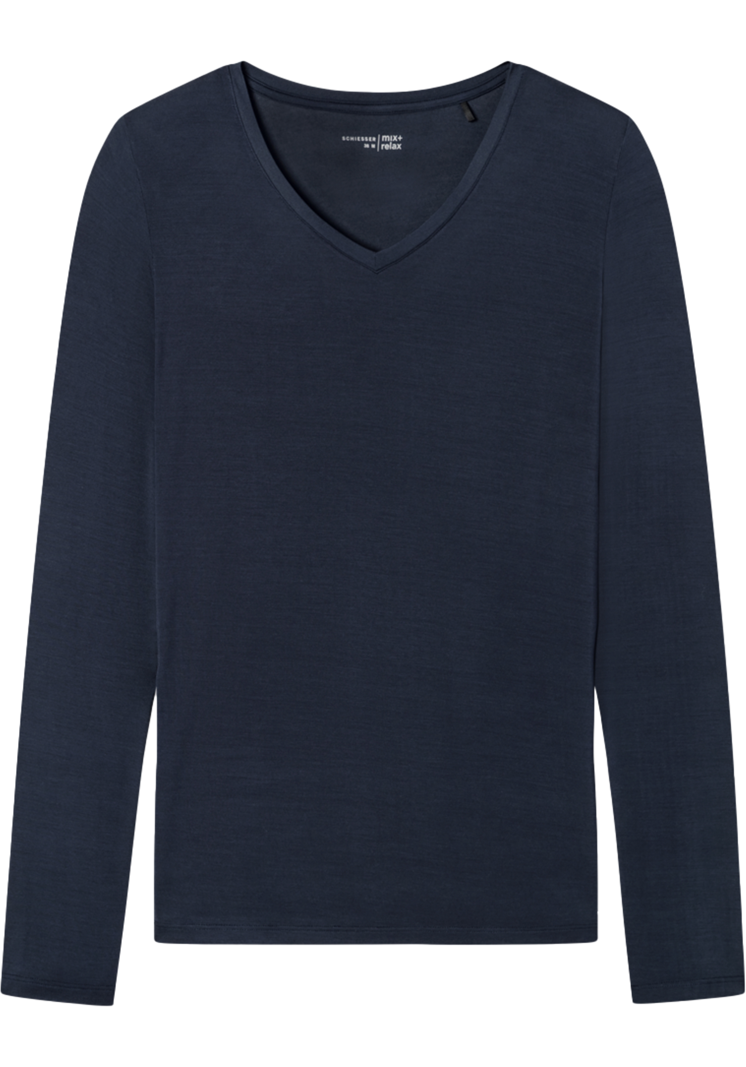SCHIESSER Mix+Relax T-shirt, dames shirt lange mouwen modal v-hals blauw