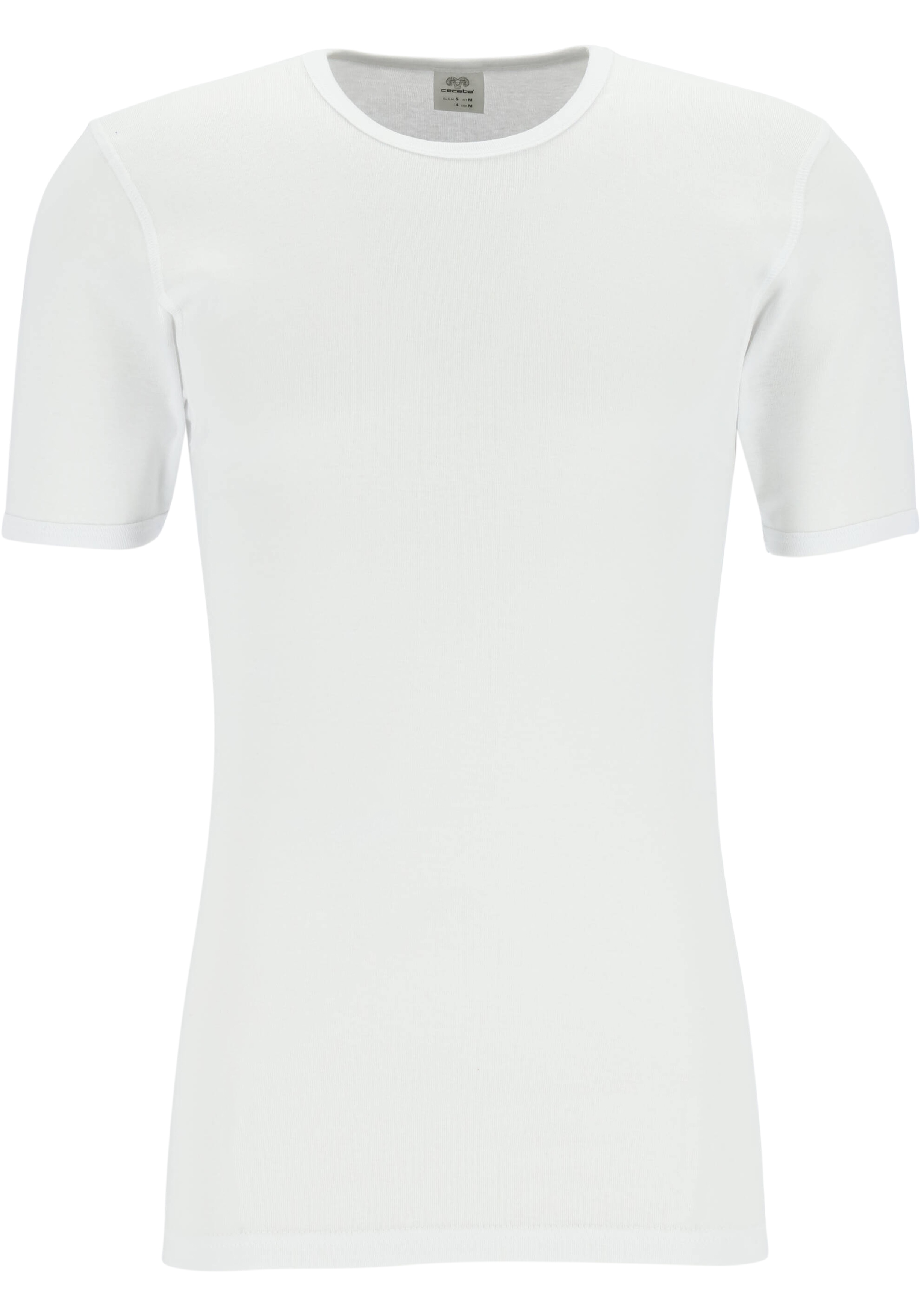 Ceceba heren T-shirt fijnrib regular fit (1-pack), O-hals, wit