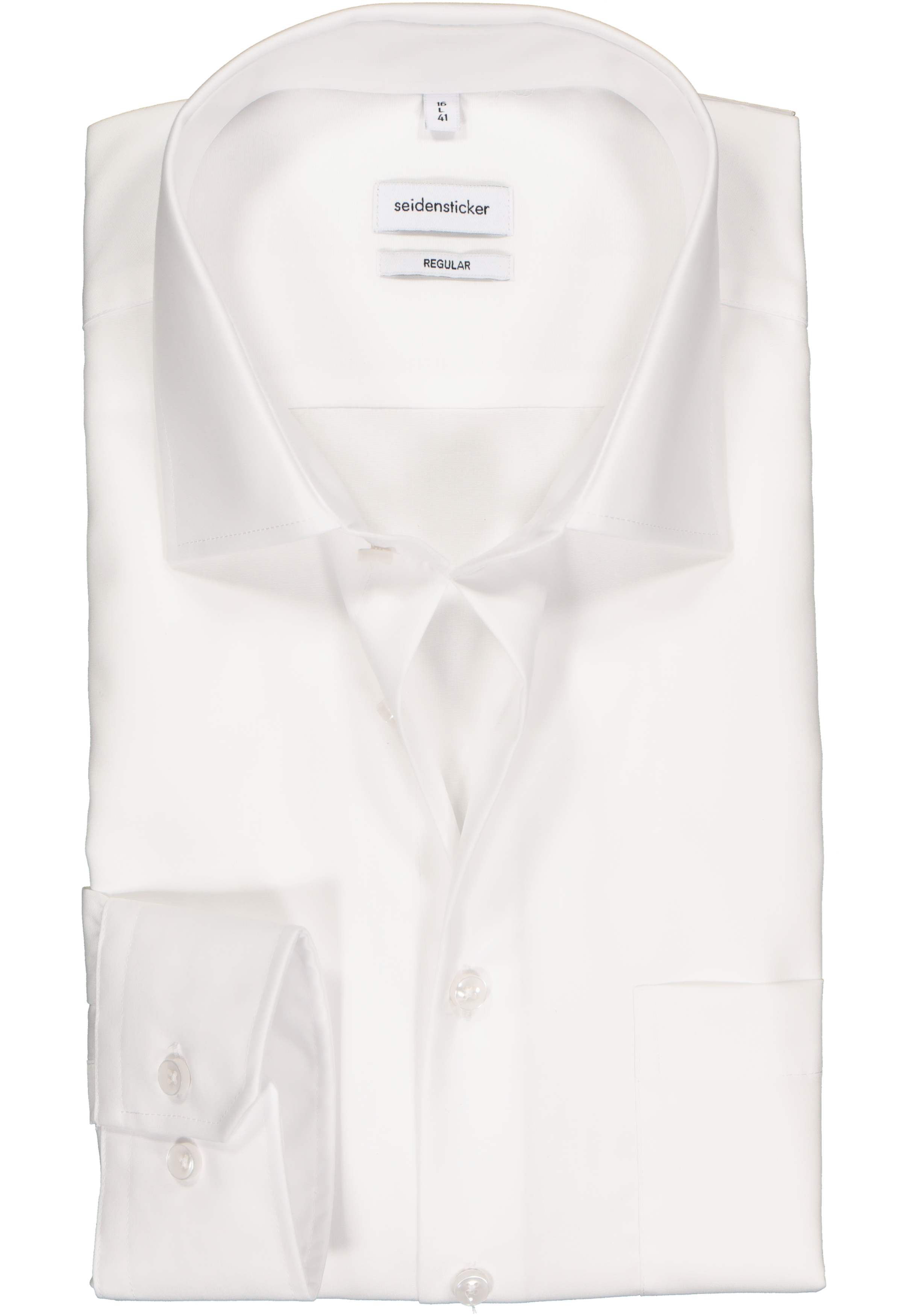 Seidensticker regular fit overhemd, mouwlengte 7, wit