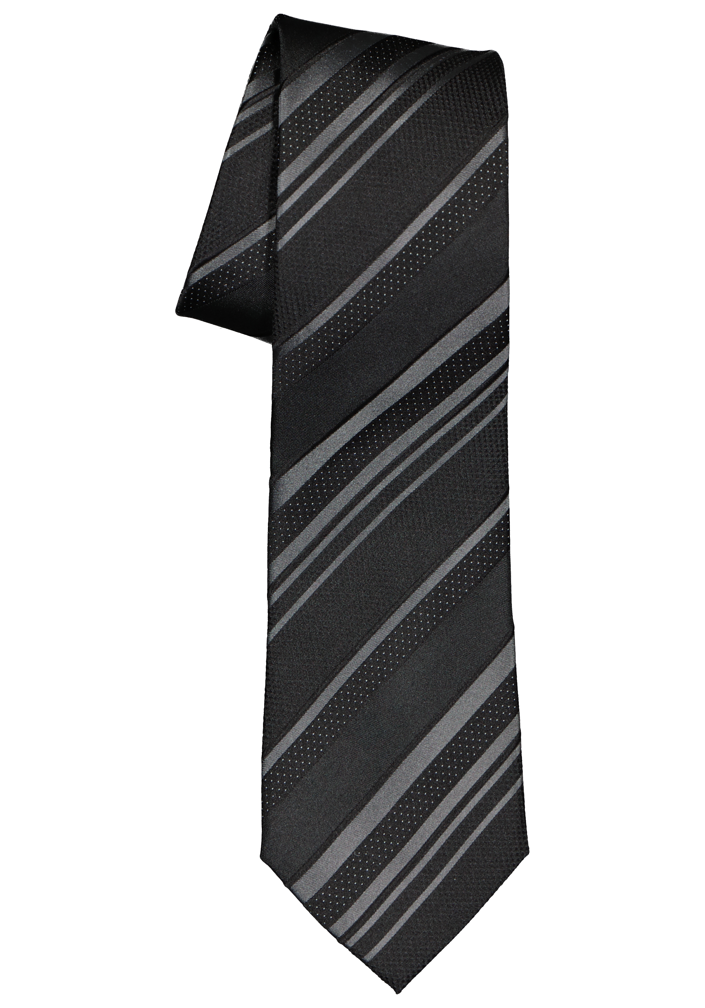 ETERNA stropdas, zwart met grijs gestreept