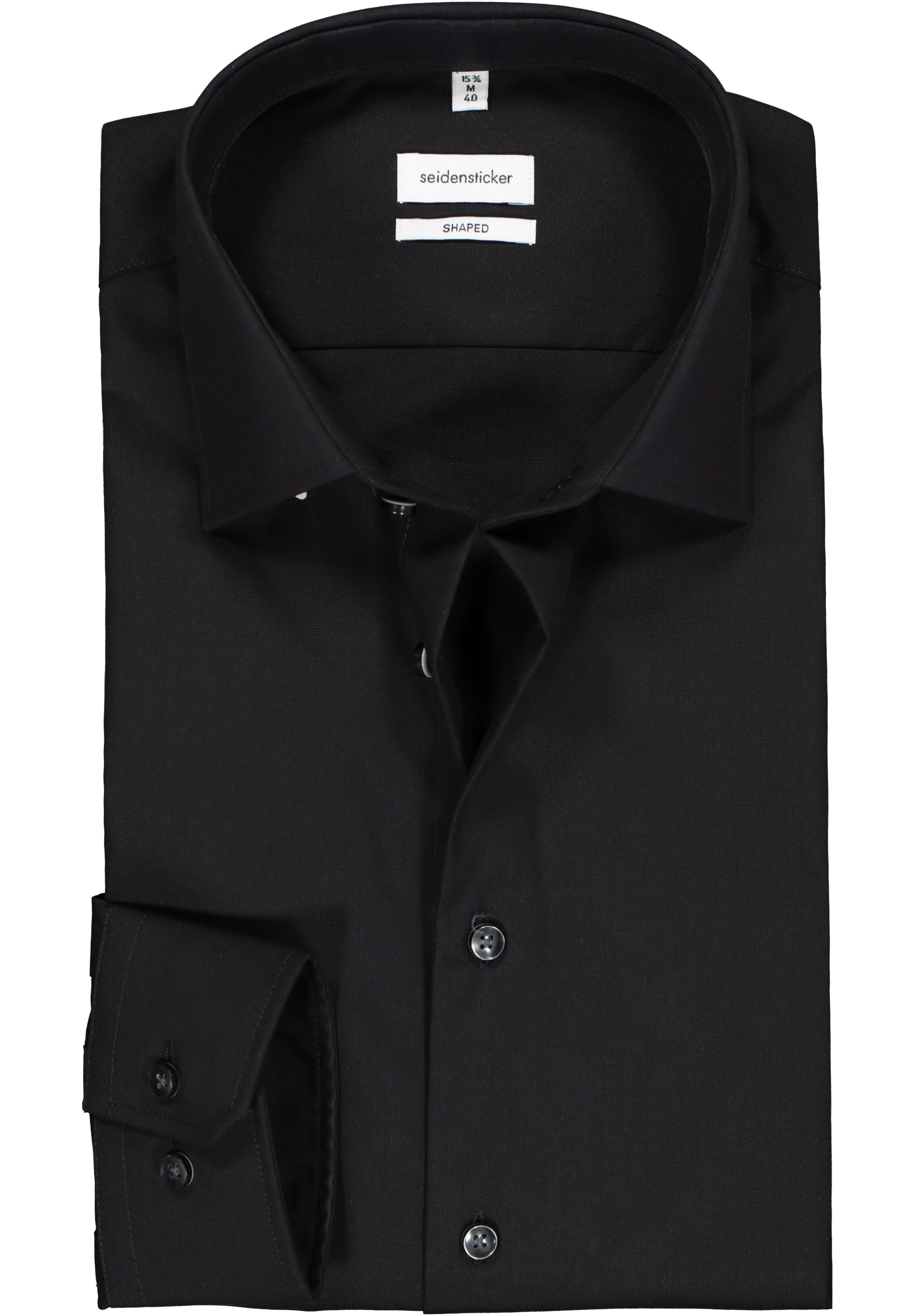 Seidensticker shaped fit overhemd, zwart