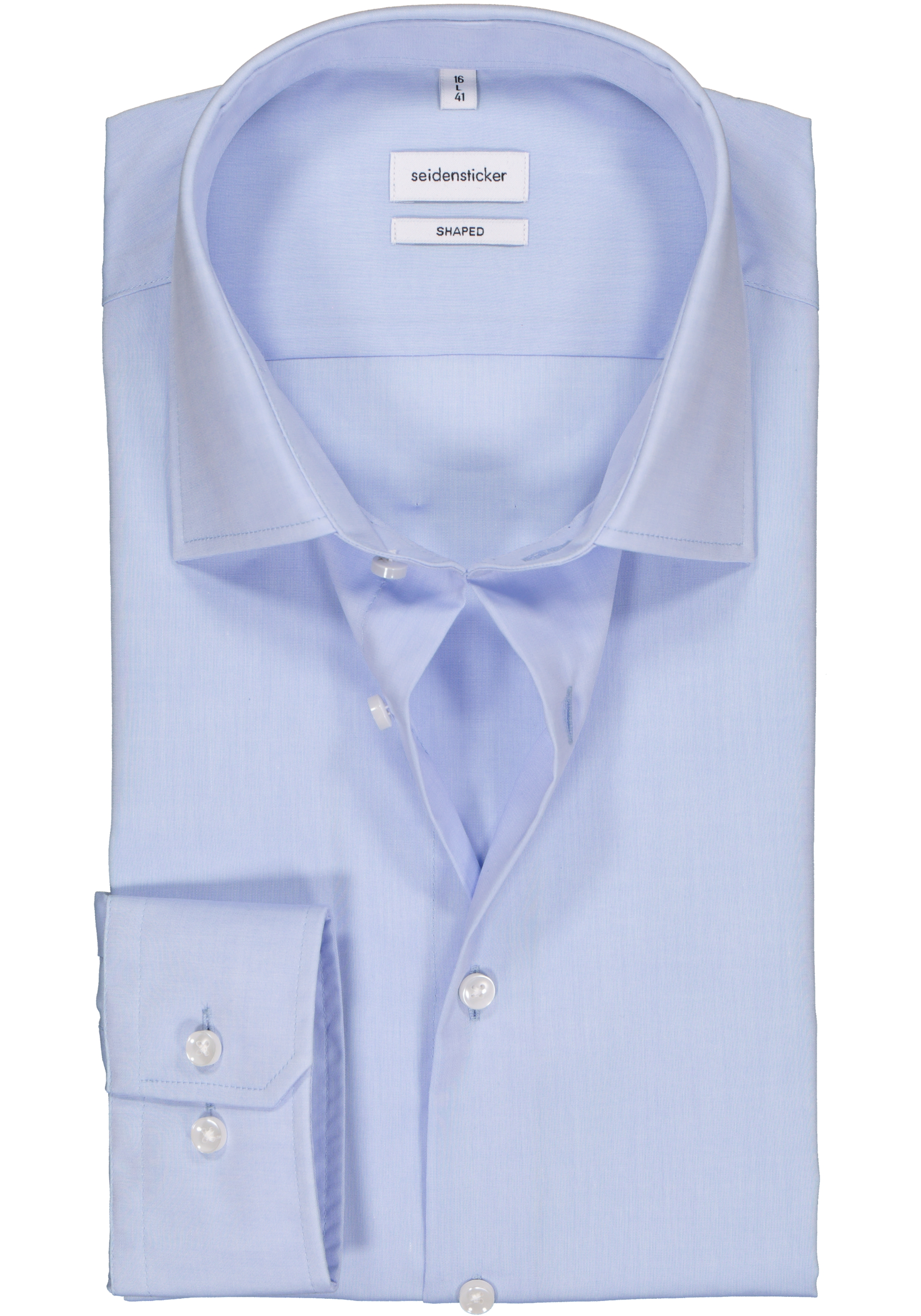 Seidensticker shaped fit overhemd, mouwlengte 7, blauw