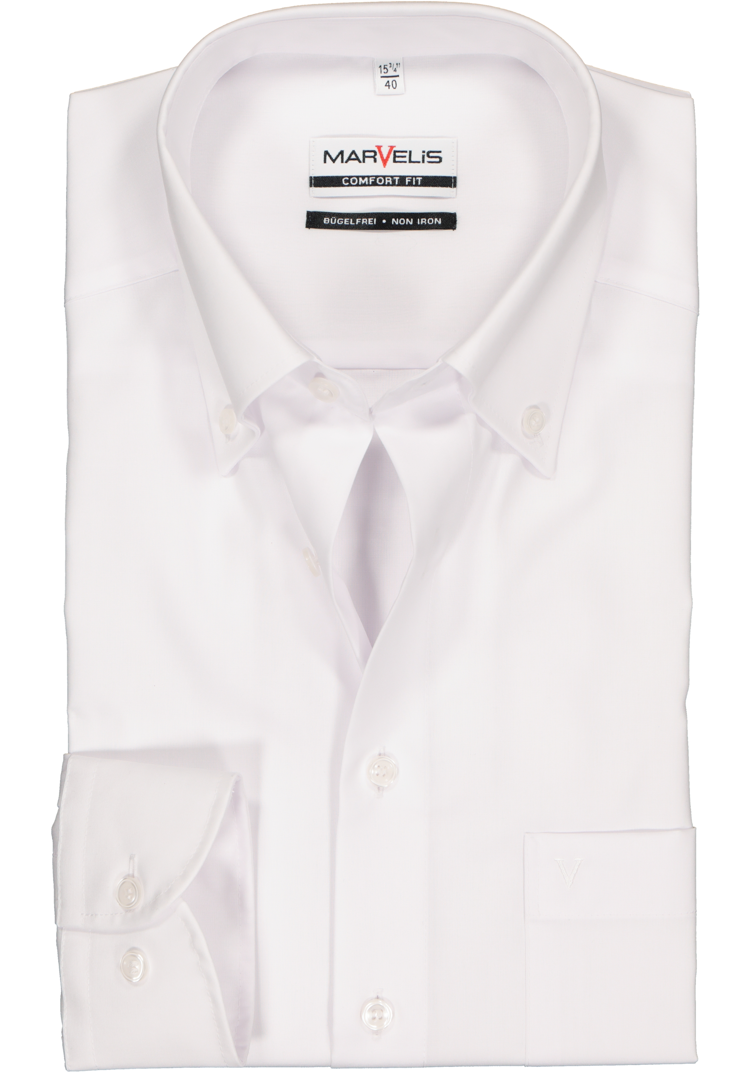 MARVELIS comfort fit overhemd, wit met button-down kraag