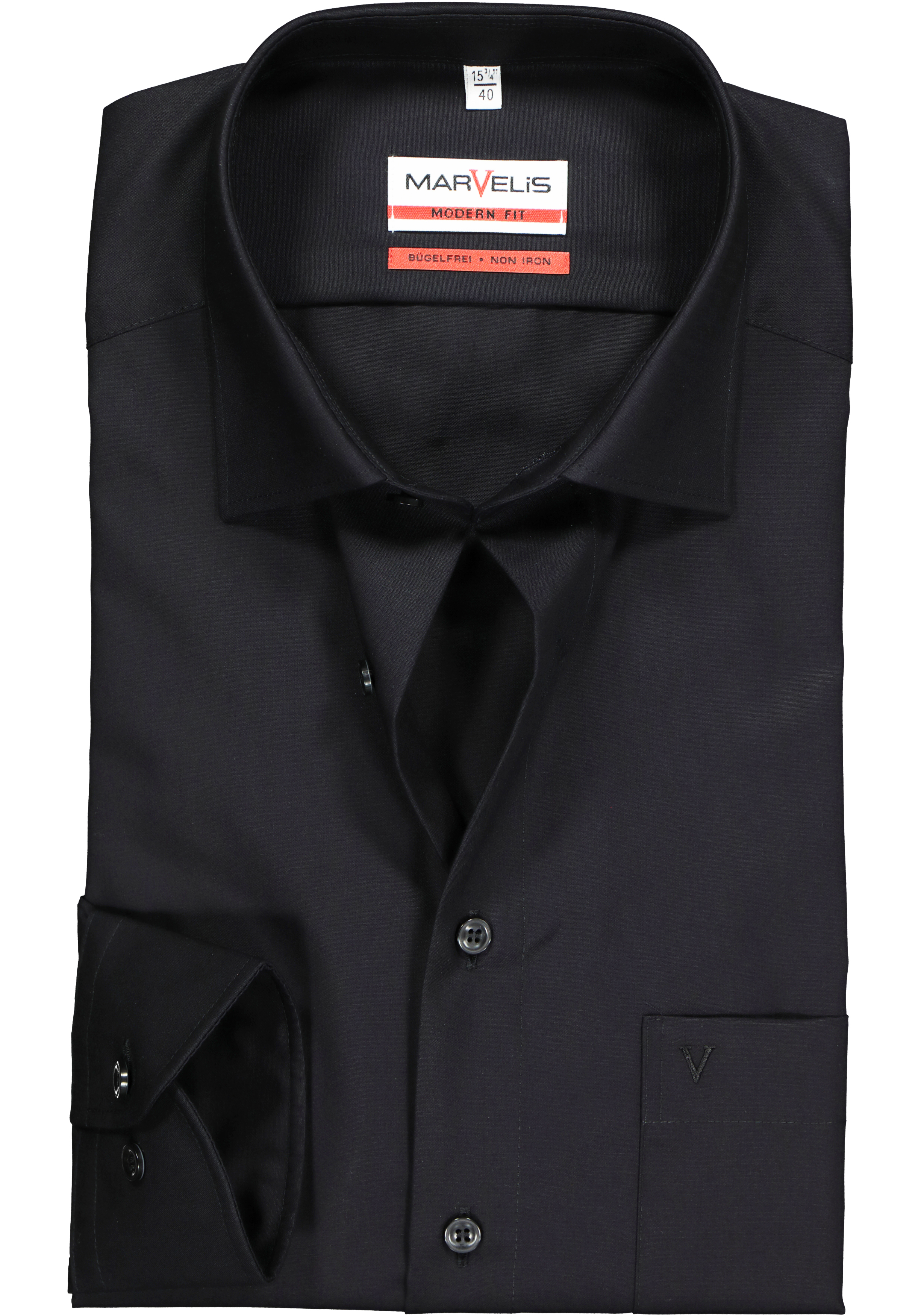 MARVELIS modern fit overhemd, zwart