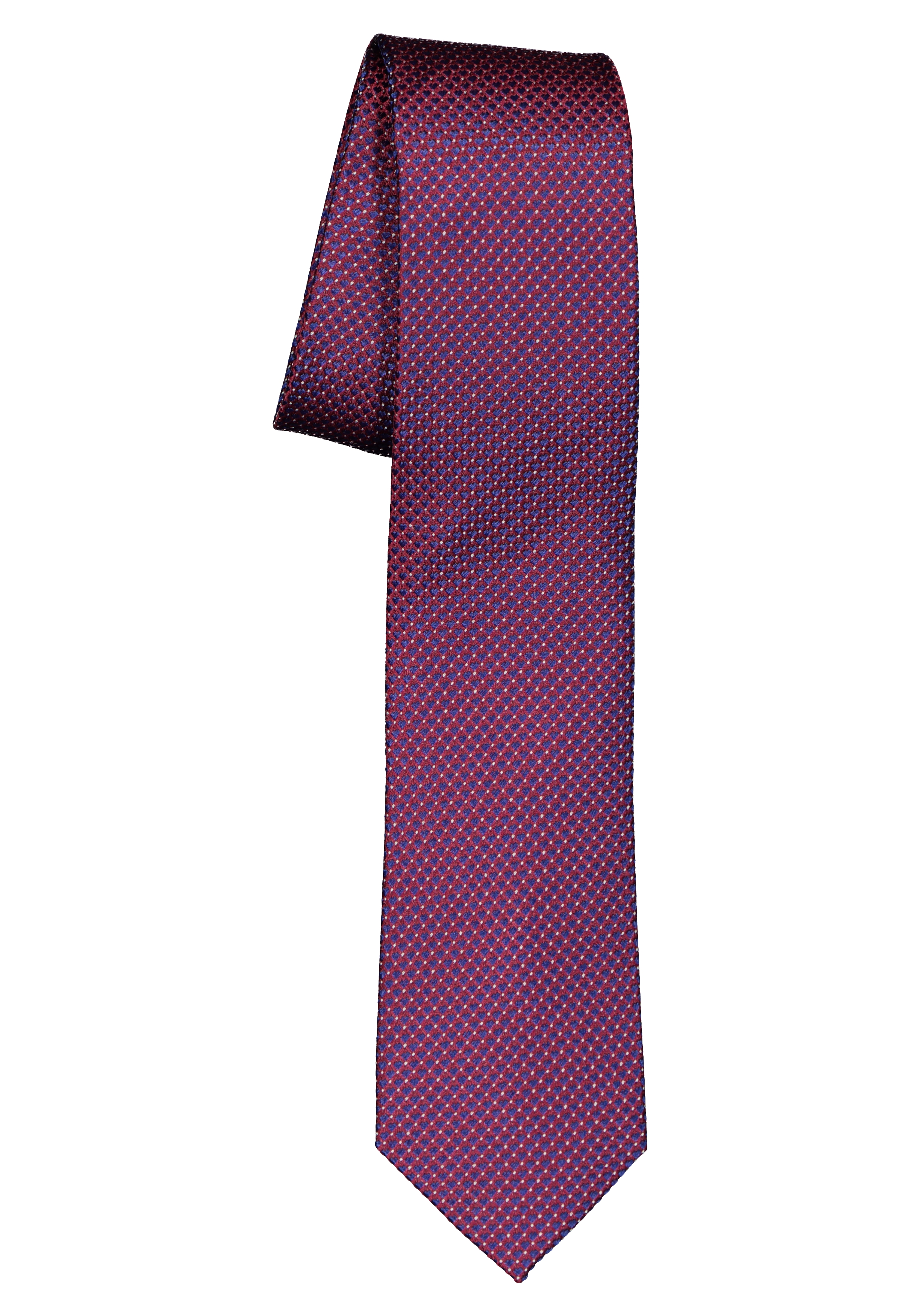 ETERNA smalle stropdas, bordeaux rood met blauw structuur
