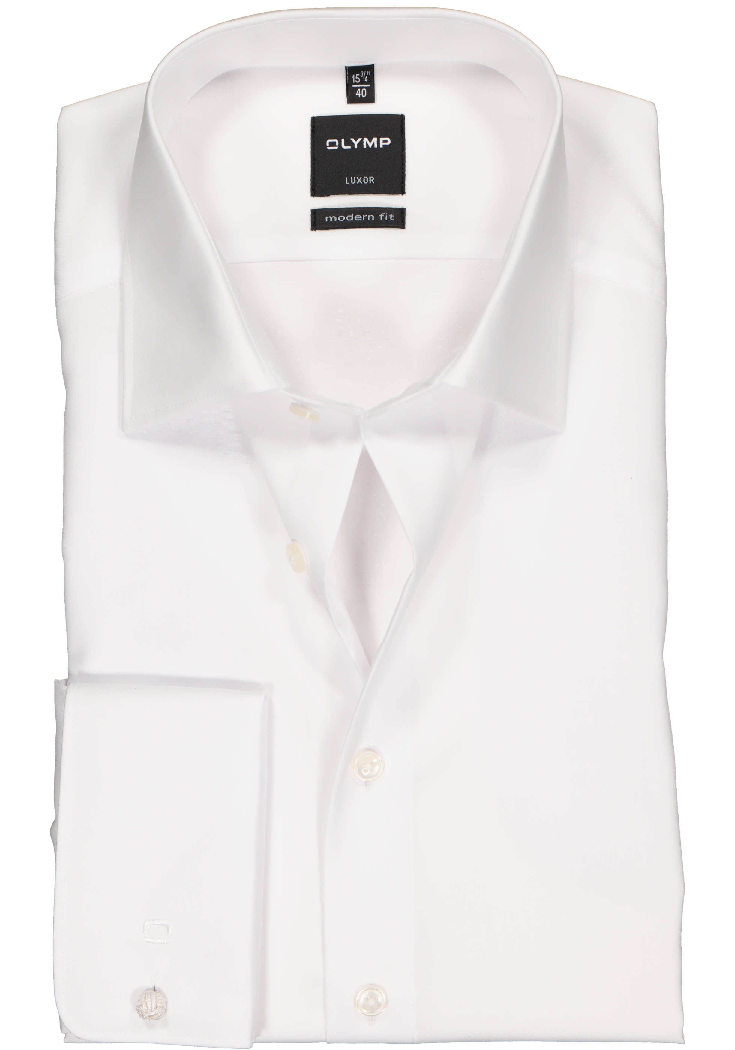 OLYMP Luxor modern fit overhemd, dubbele manchet, wit