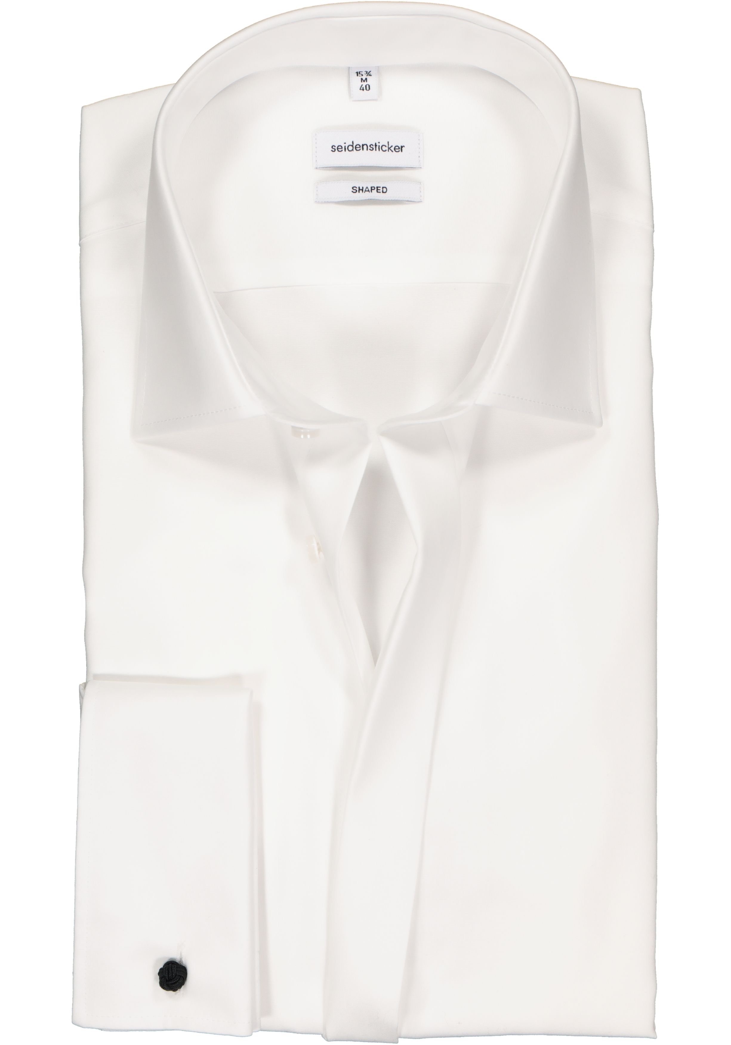Seidensticker shaped fit overhemd, dubbele manchet met Kent kraag, wit