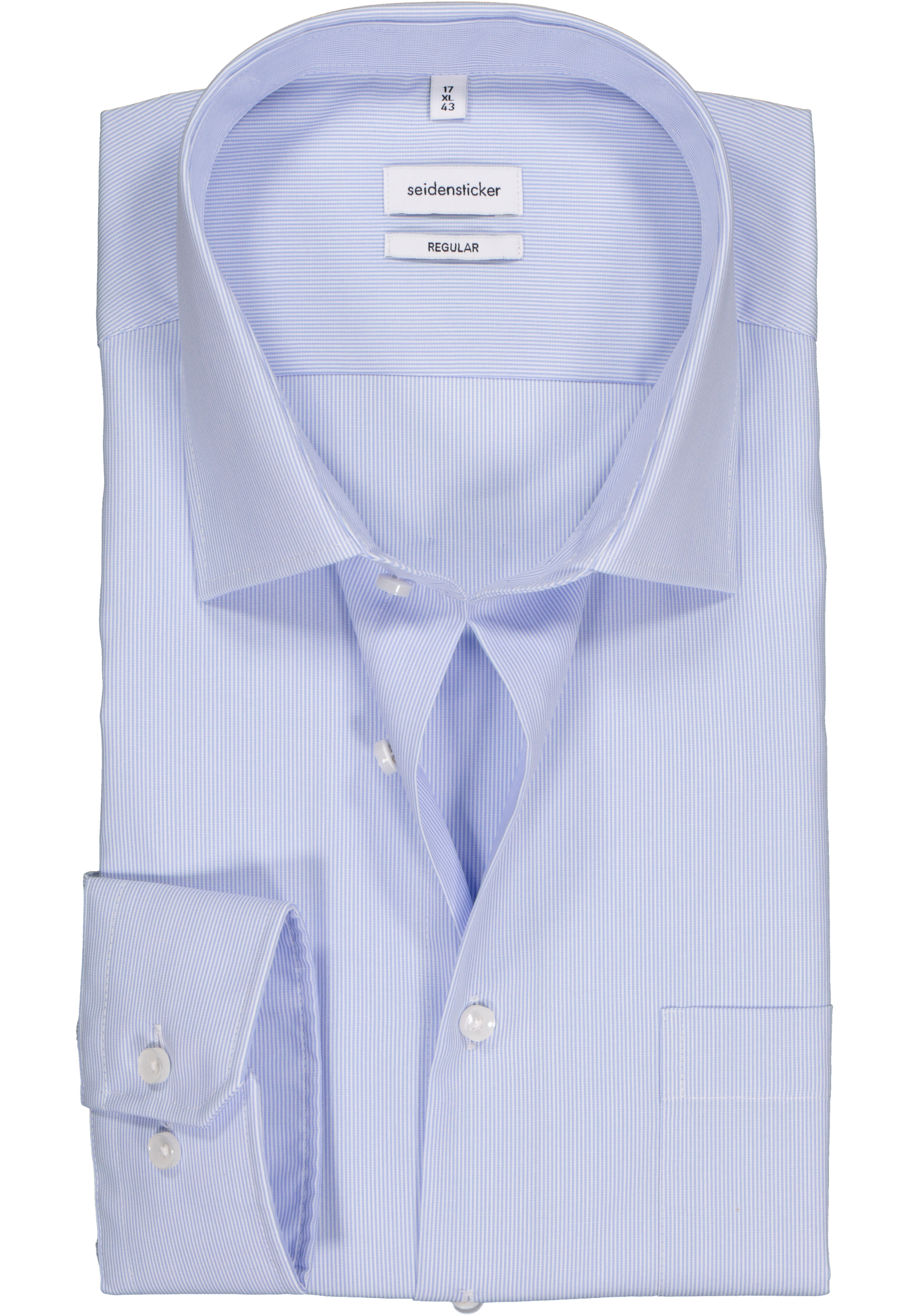 Seidensticker regular fit overhemd, lichtblauw met wit gestreept