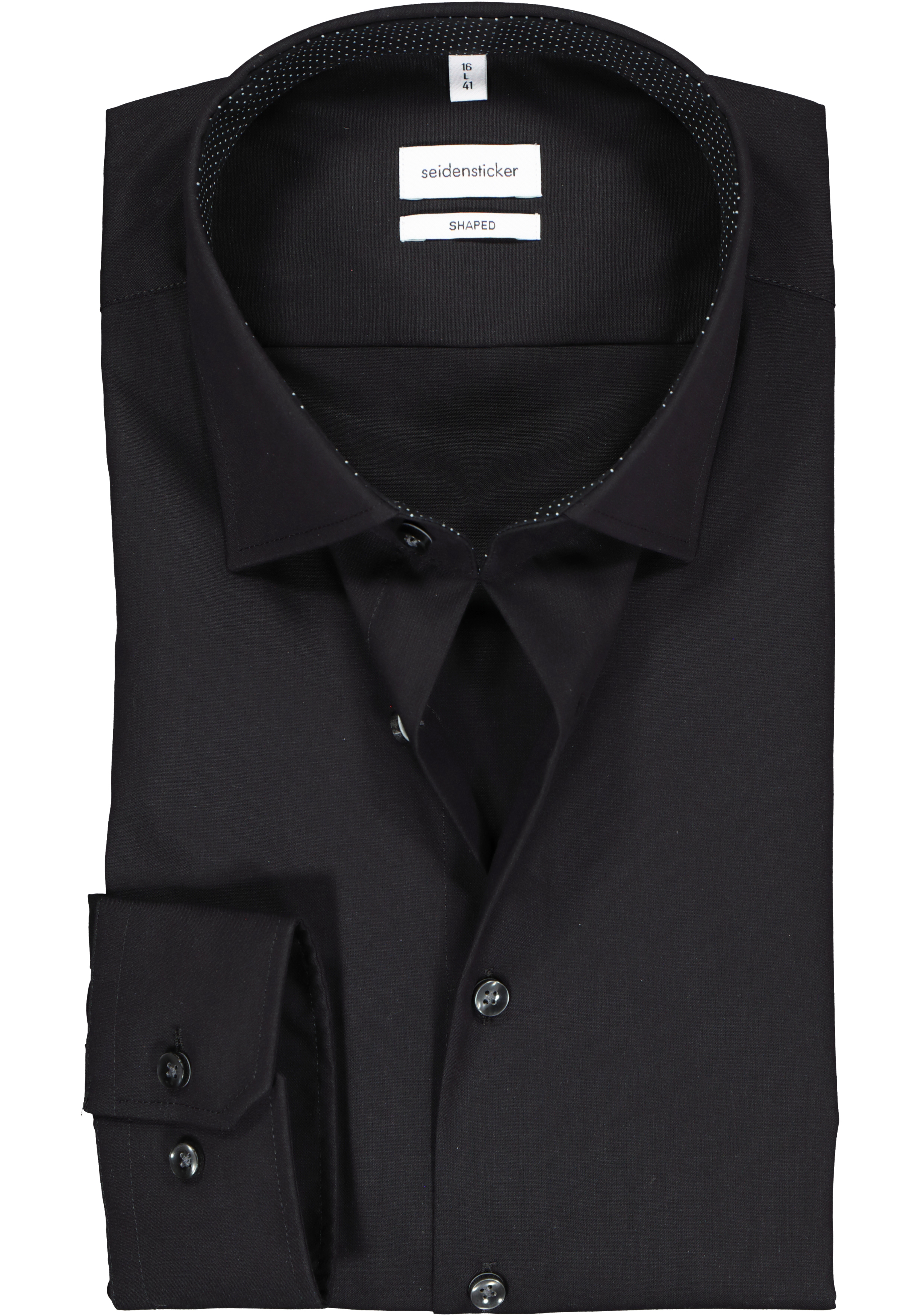 Seidensticker shaped fit overhemd, zwart (contrast)
