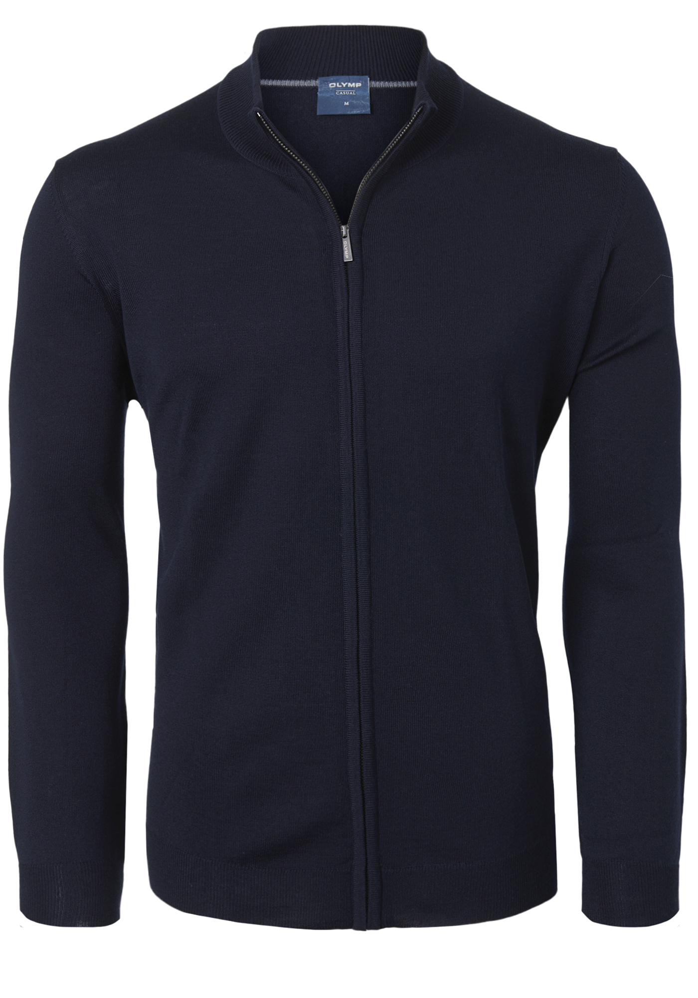 OLYMP modern fit vest wol, marine blauw met rits