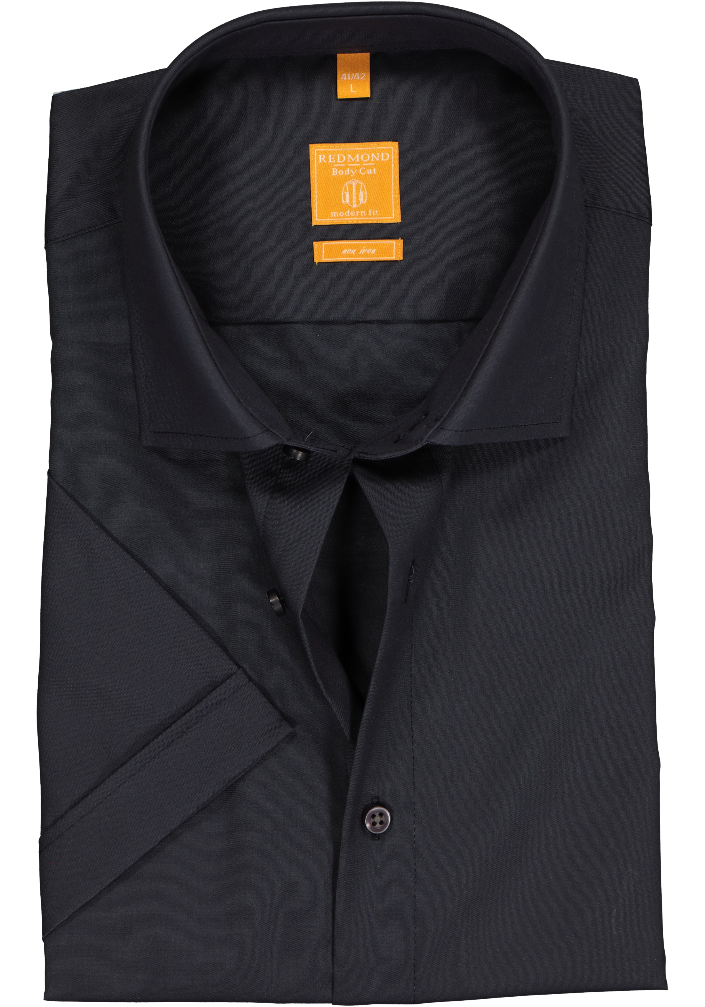 Redmond modern fit overhemd, korte mouw, antraciet grijs