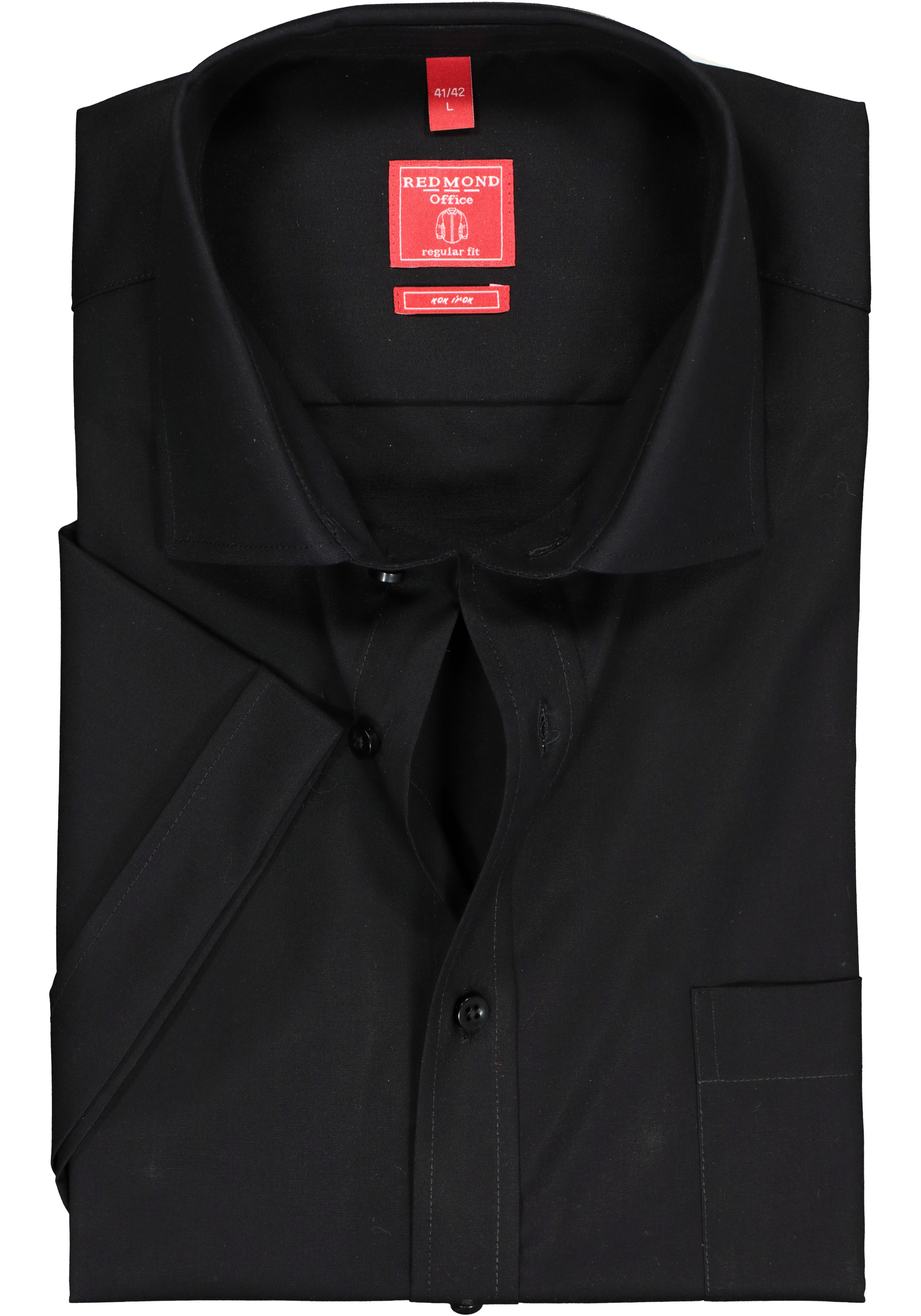 Redmond regular fit overhemd, korte mouw, zwart