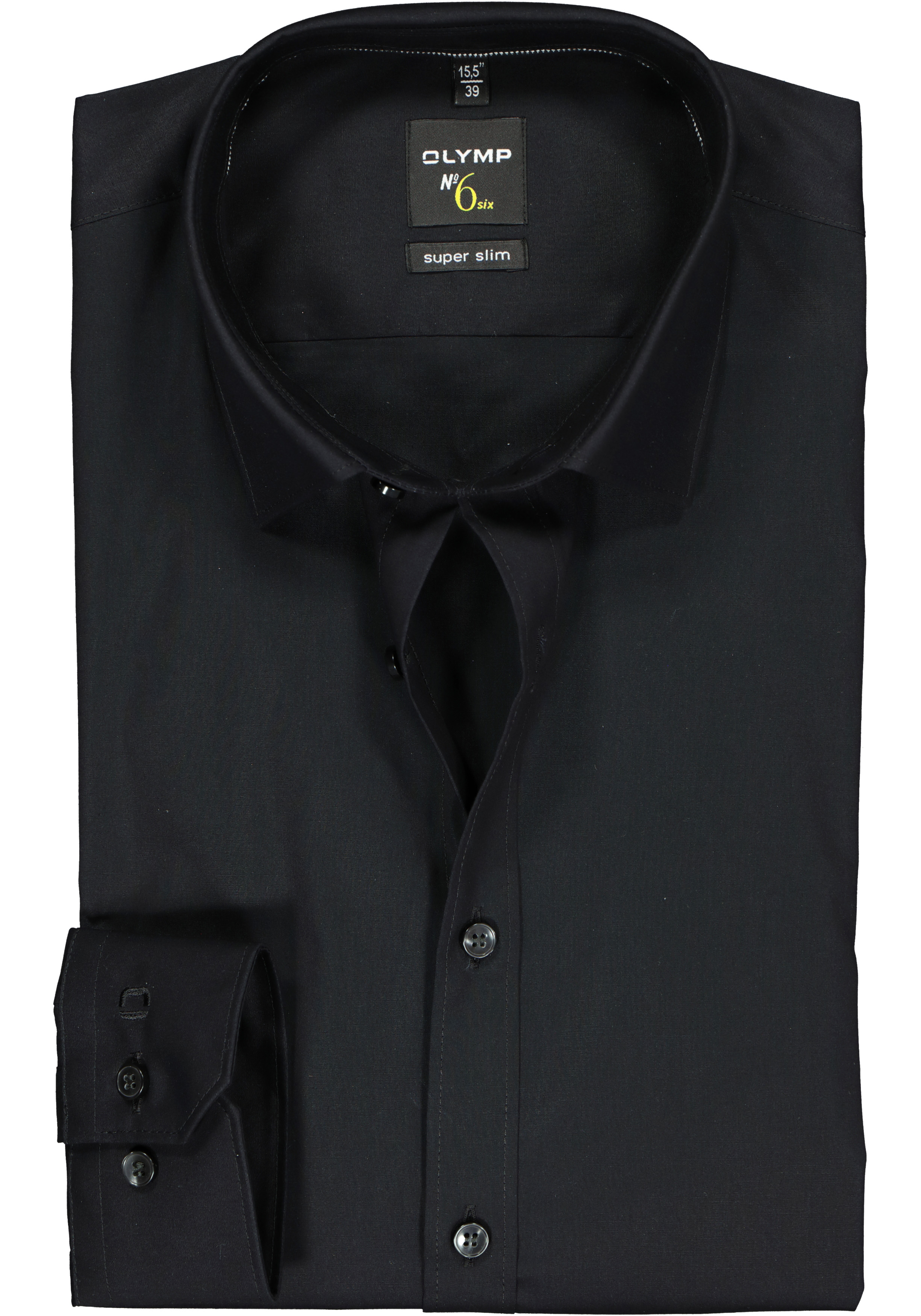 OLYMP No. Six super slim fit overhemd, mouwlengte 7, zwart       