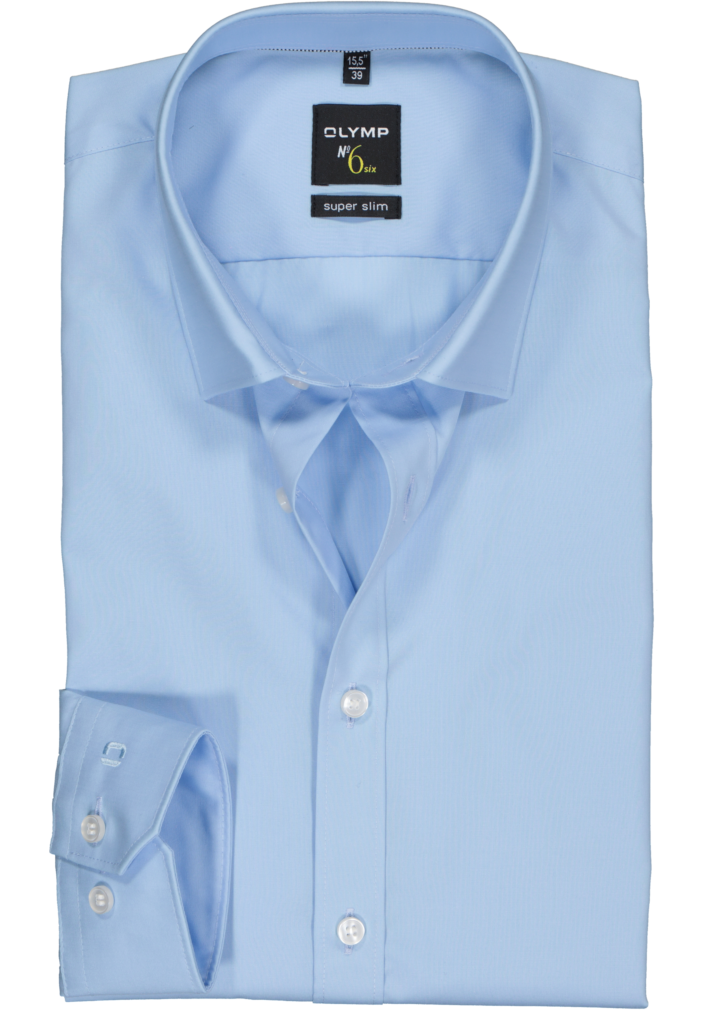 OLYMP No. Six super slim fit overhemd, mouwlengte 7, lichtblauw