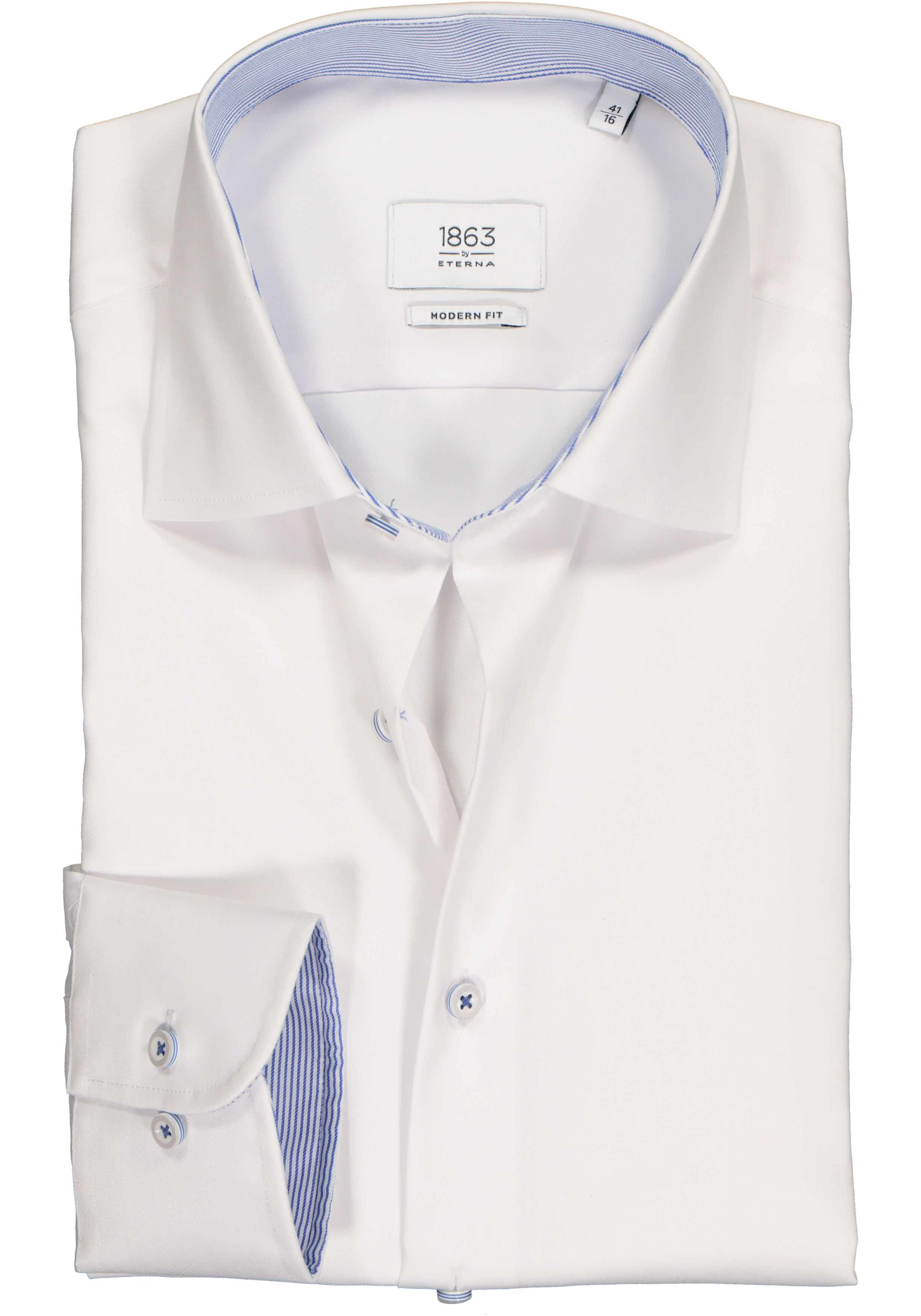 ETERNA 1863 modern fit premium overhemd, 2-ply twill heren overhemd, wit (contrast)