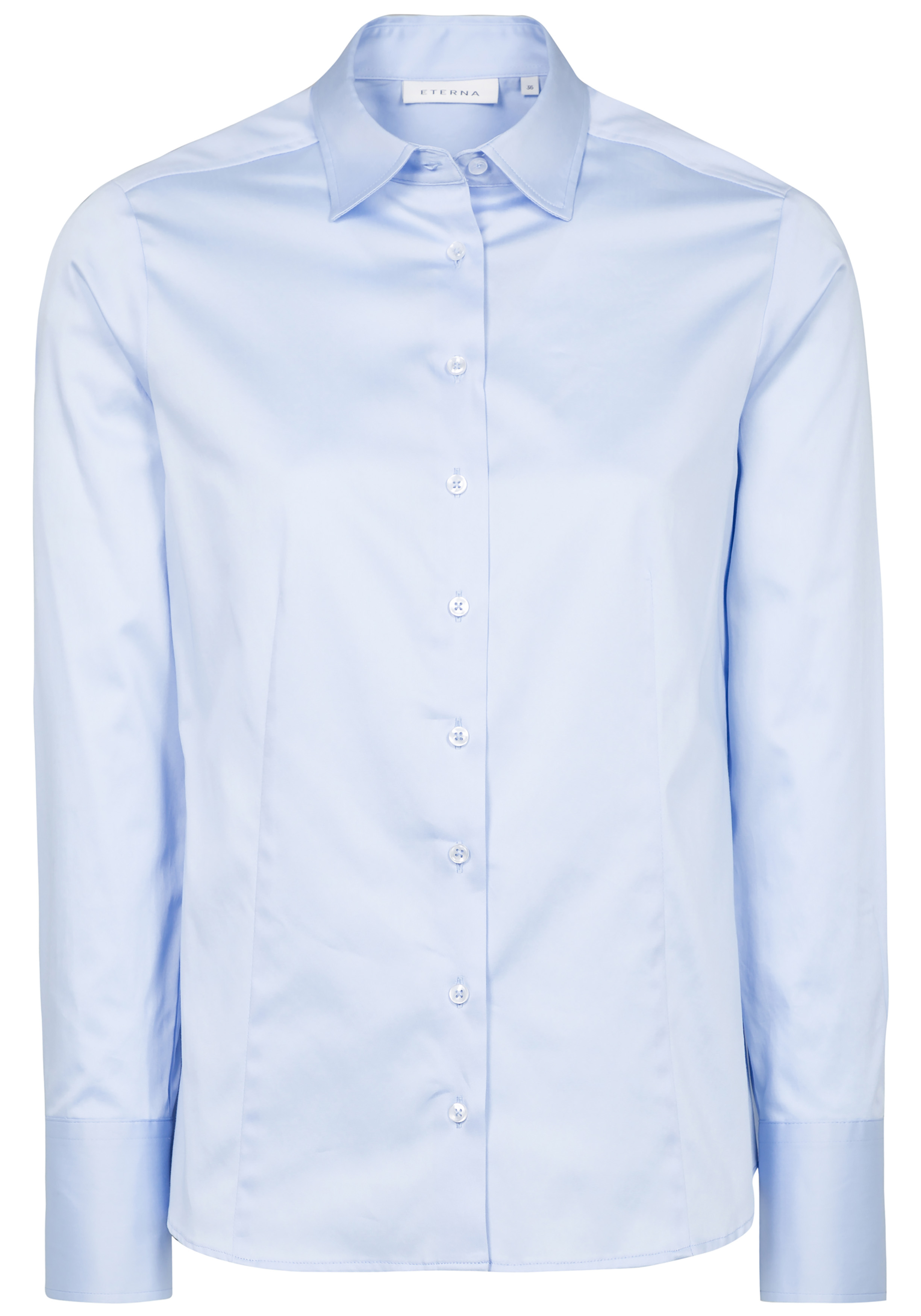 ETERNA dames blouse modern classic, stretch satijnbinding, lichtblauw