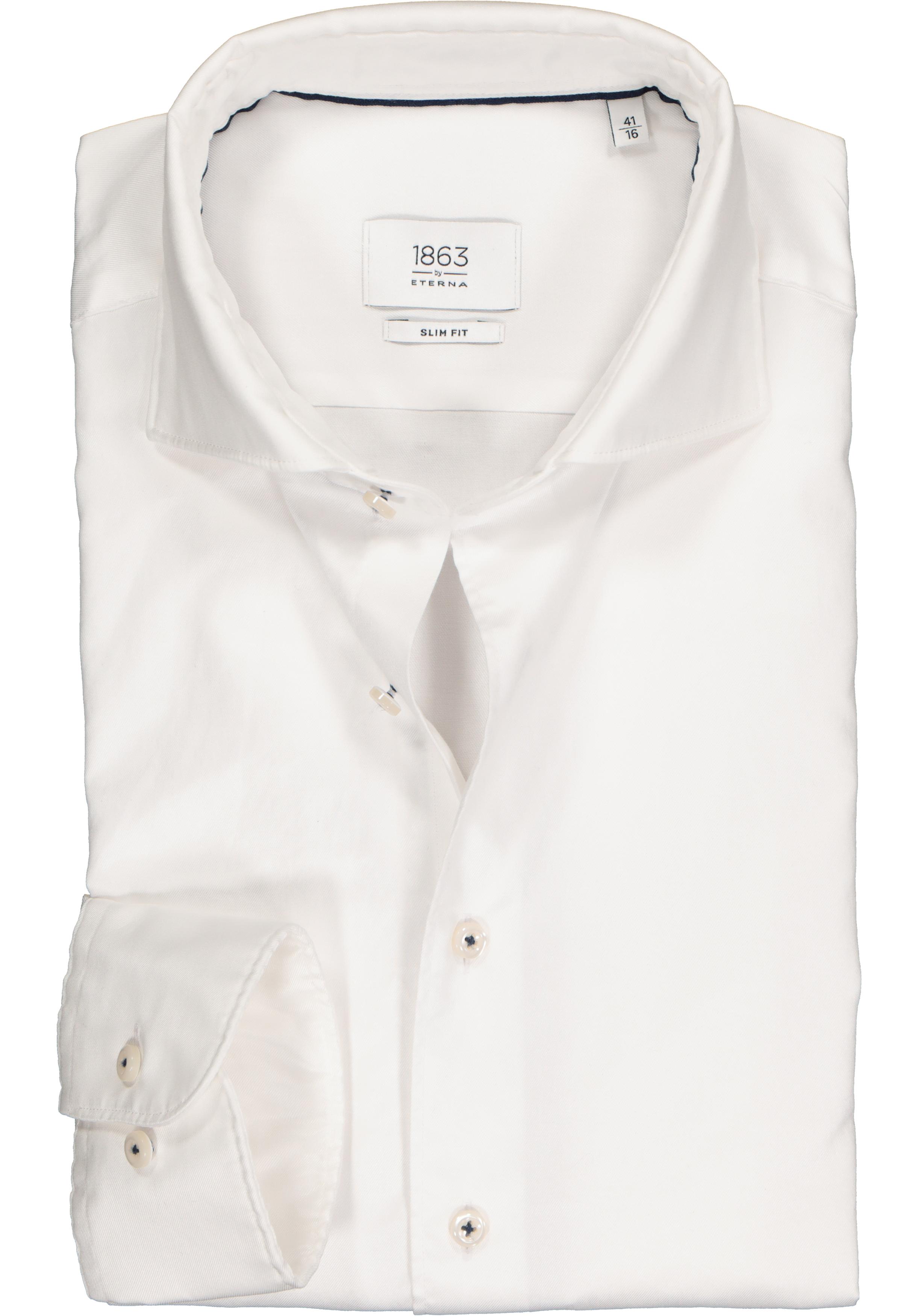 ETERNA 1863 slim fit casual Soft tailoring overhemd, twill heren overhemd, wit
