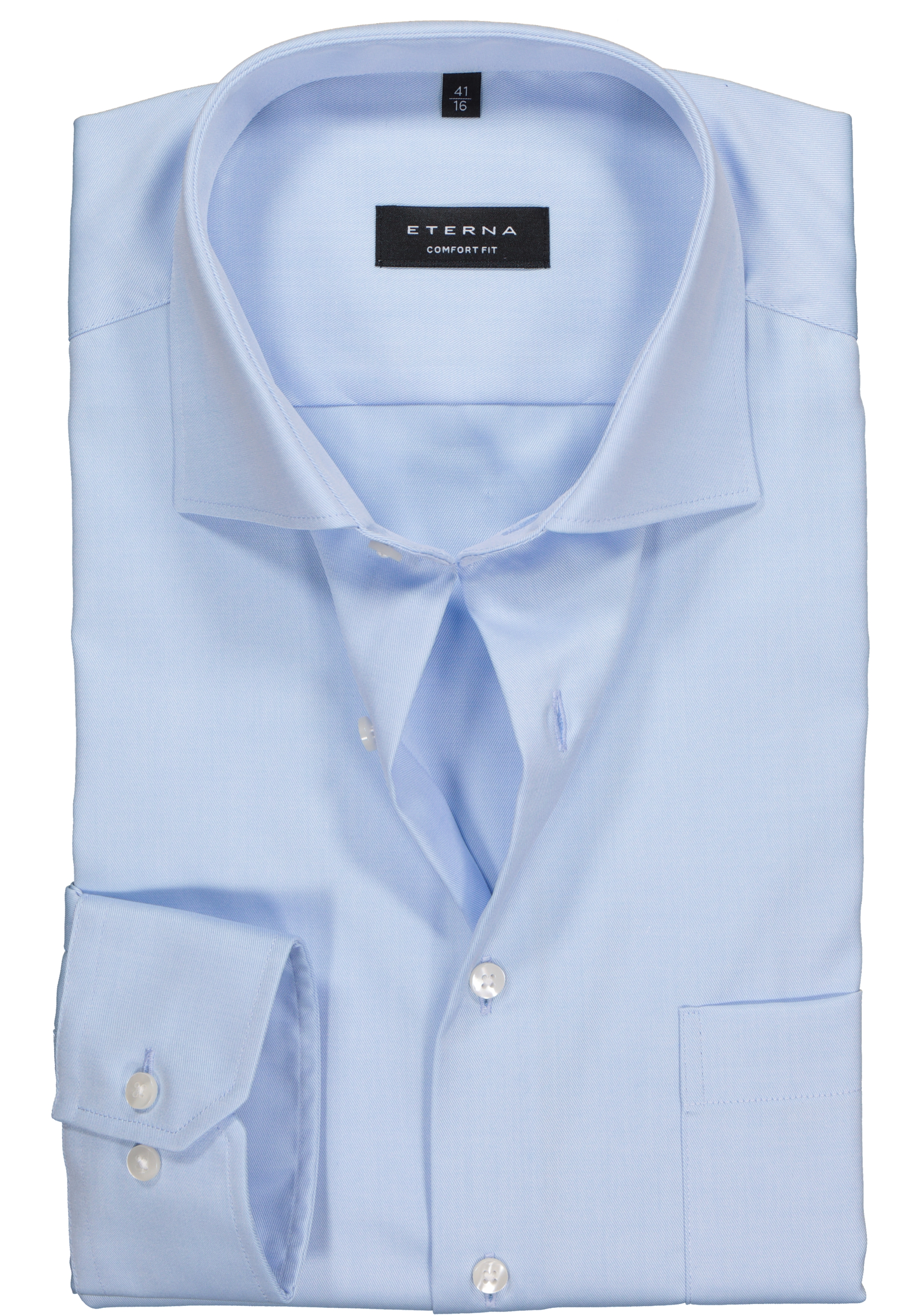 ETERNA comfort fit overhemd, mouwlengte 7, niet doorschijnend twill heren overhemd, lichtblauw