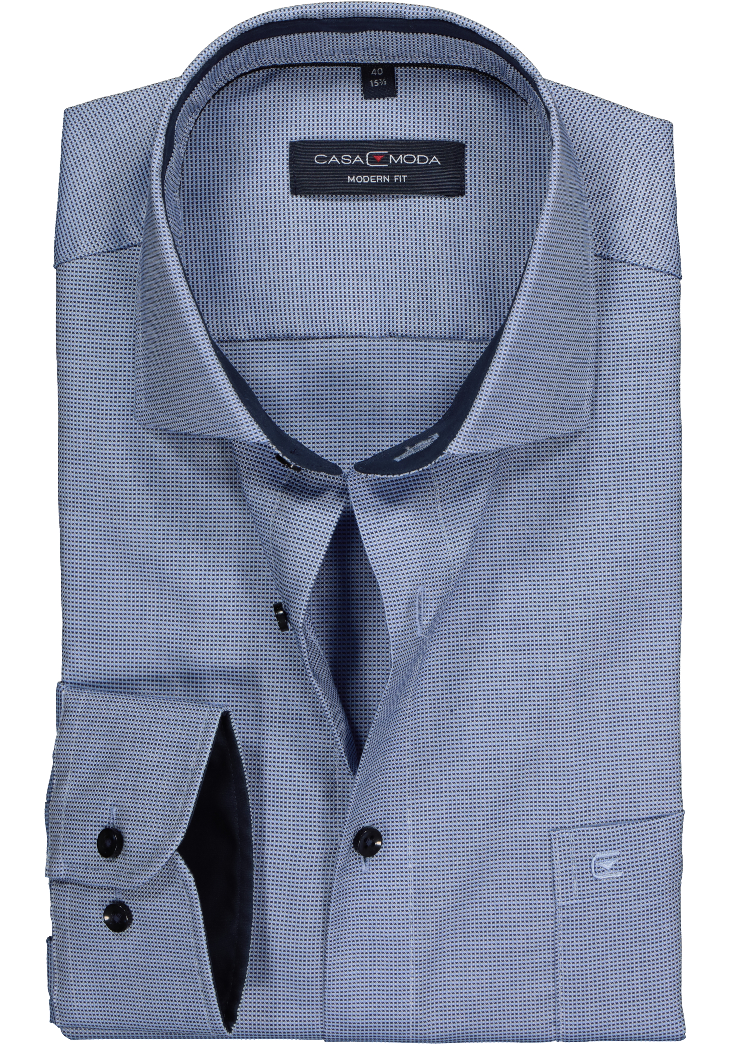 CASA MODA modern fit overhemd, licht- met donkerblauw structuur (contrast)