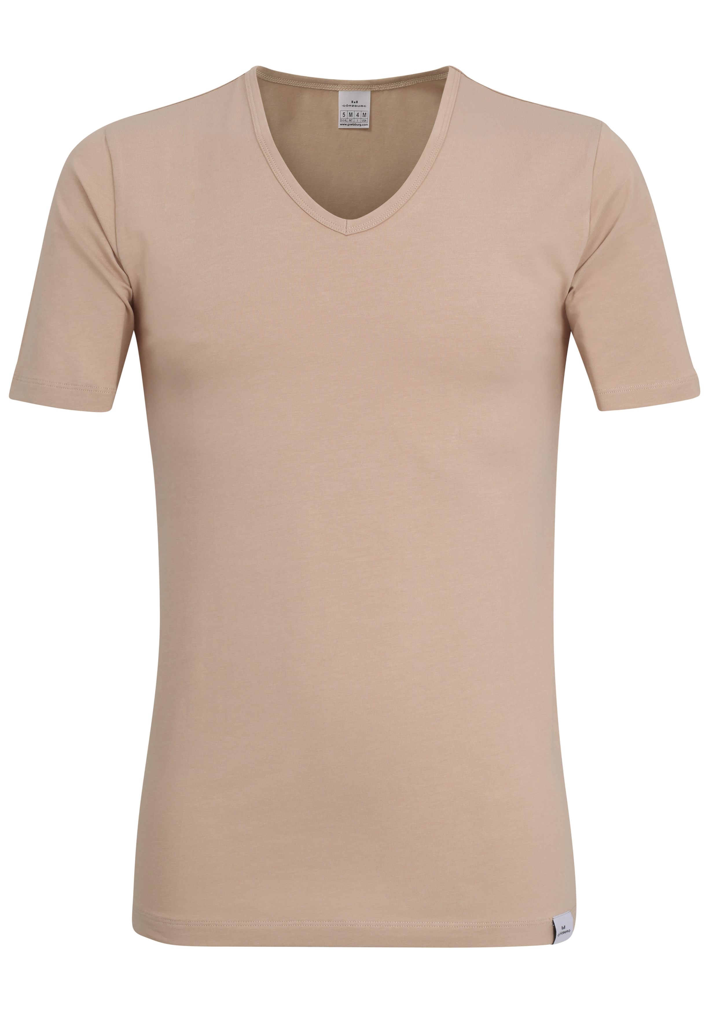 Gotzburg heren T-shirt slim fit V-hals 95/5 (1-pack), stretch ondershirt, huidskleur