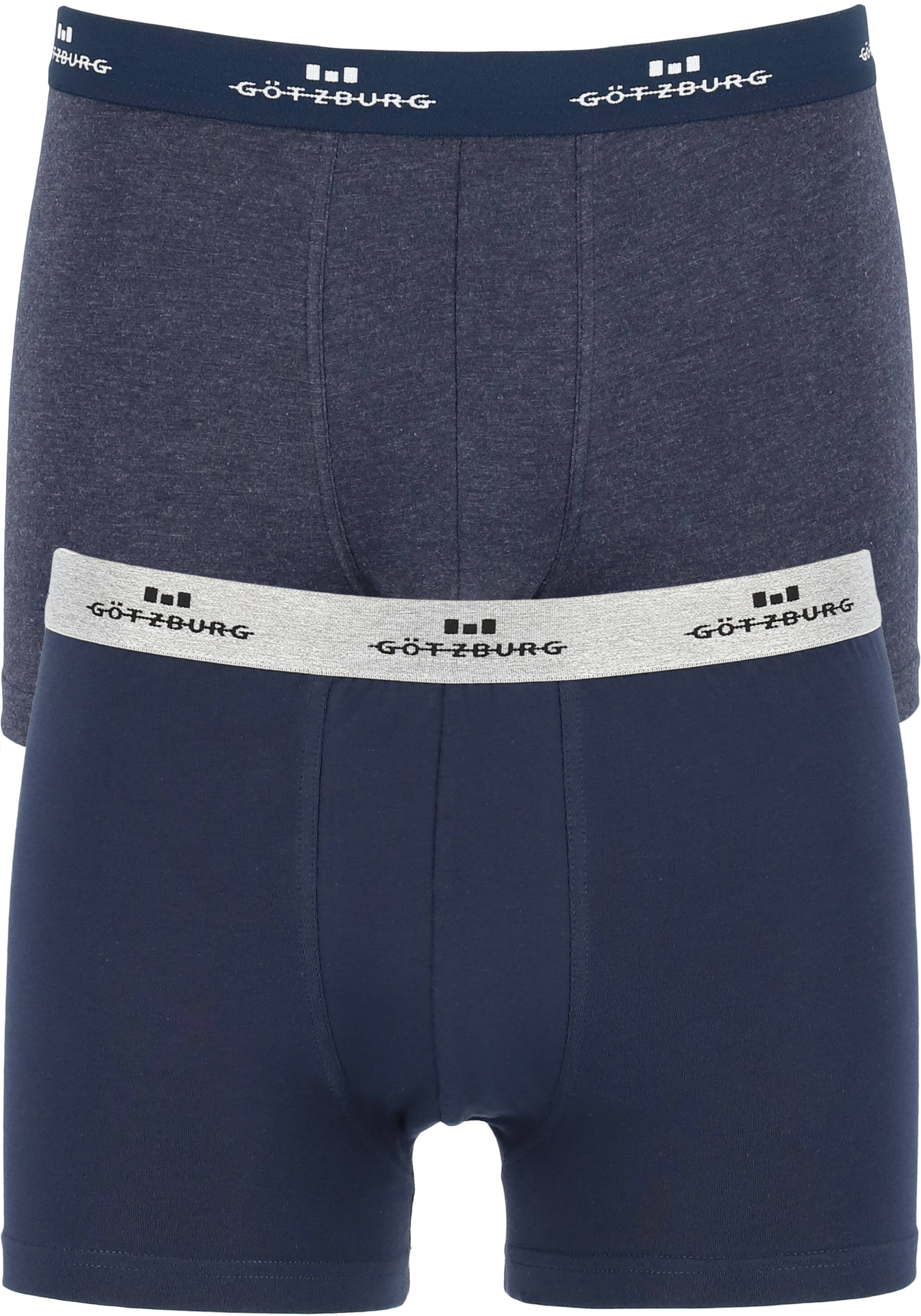Gotzburg heren boxers (2-pack), normale lengte, donkerblauw en blauw melange