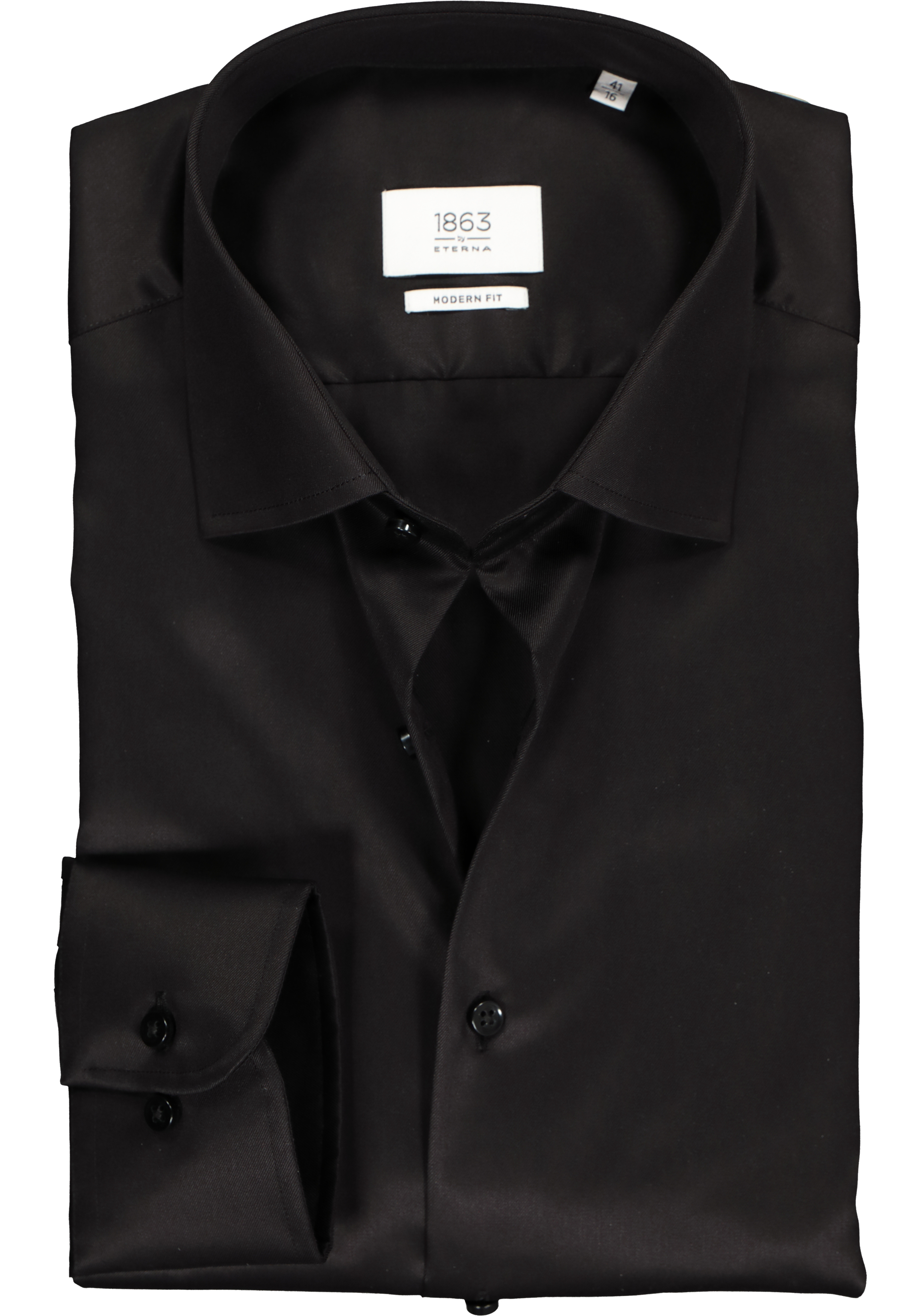 ETERNA 1863 modern fit premium overhemd, 2-ply twill heren overhemd, zwart