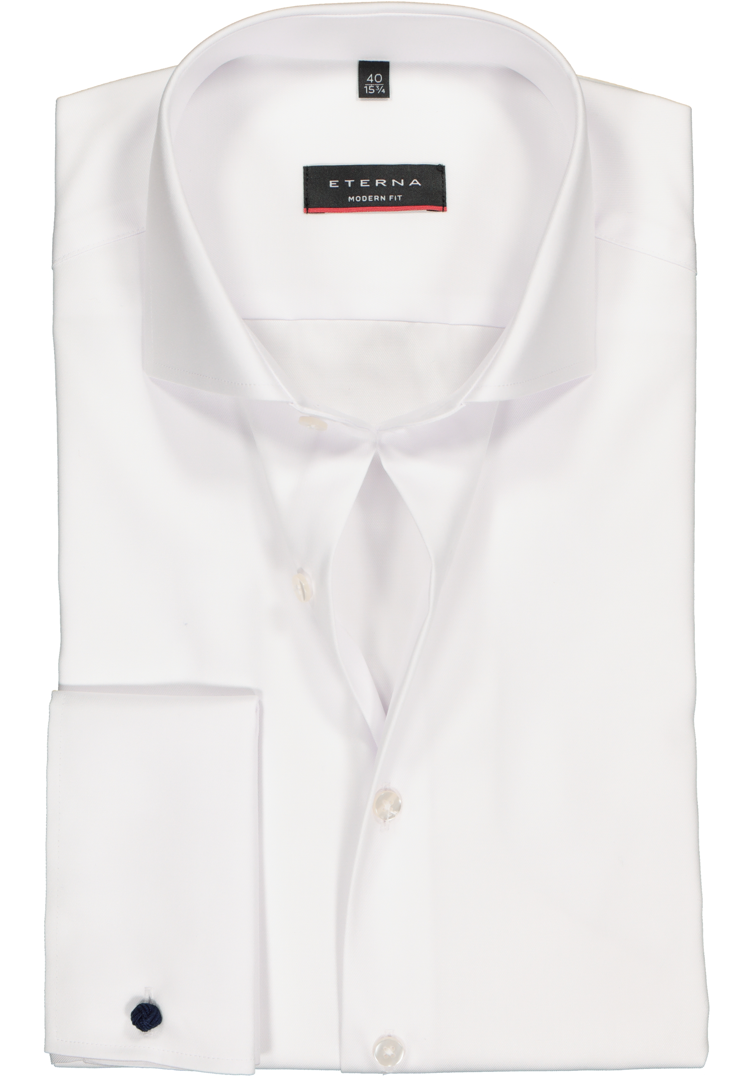 ETERNA modern fit overhemd, dubbele manchet, niet doorschijnend twill heren overhemd, wit
