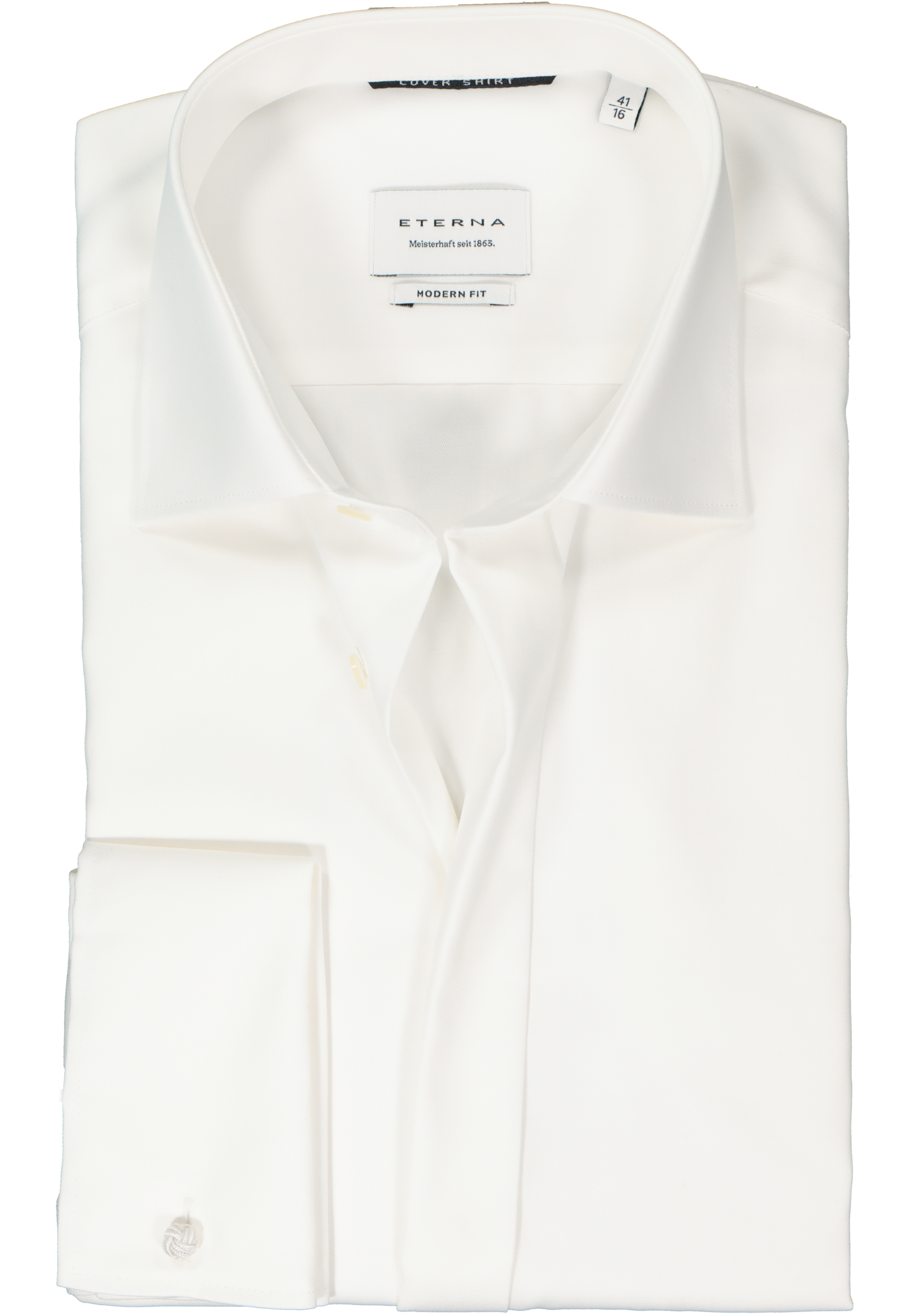 ETERNA modern fit overhemd mouwlengte 7, twill met dubbele manchet, ecru