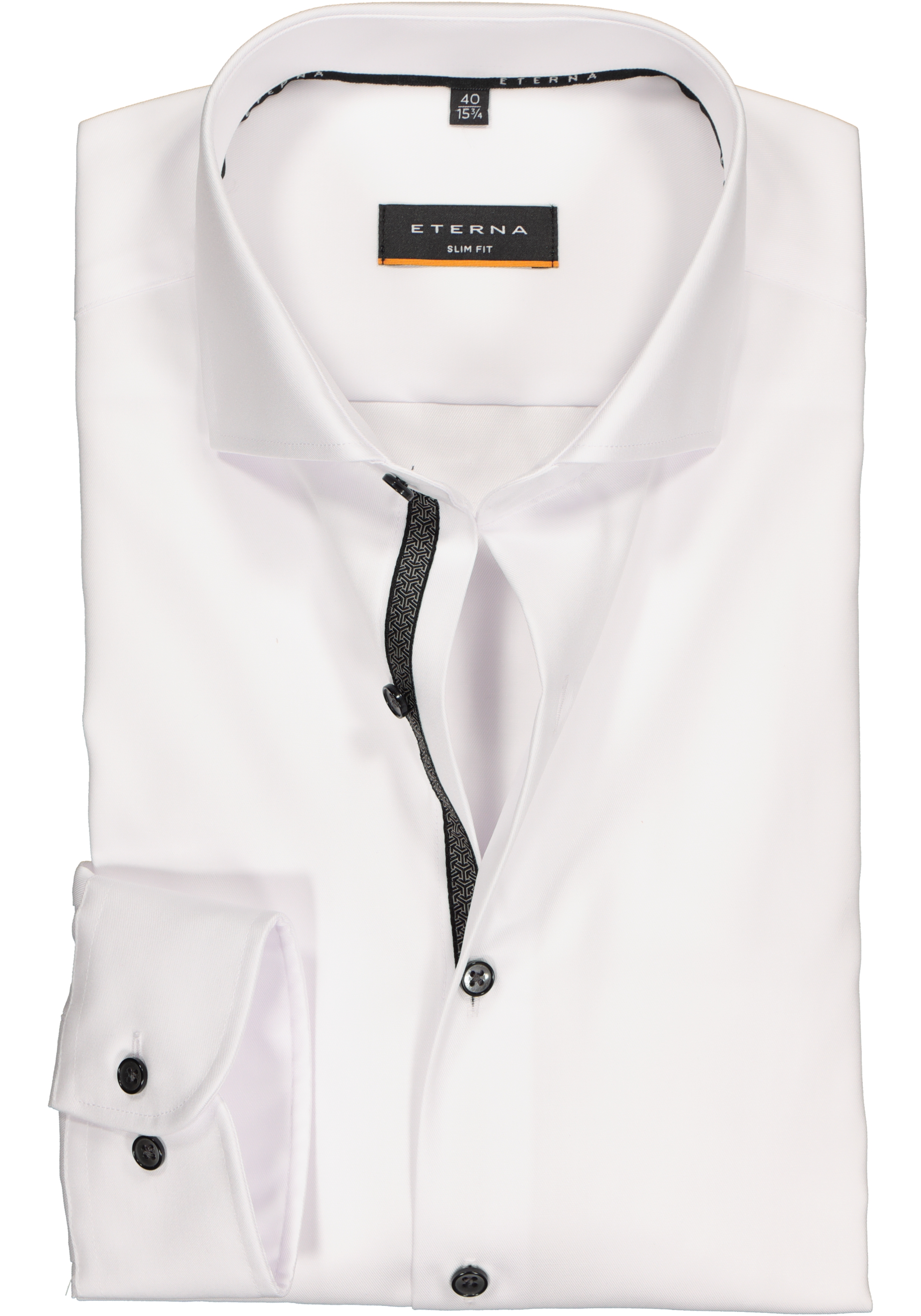 ETERNA slim fit overhemd, niet doorschijnend twill, wit (zwart contrast)