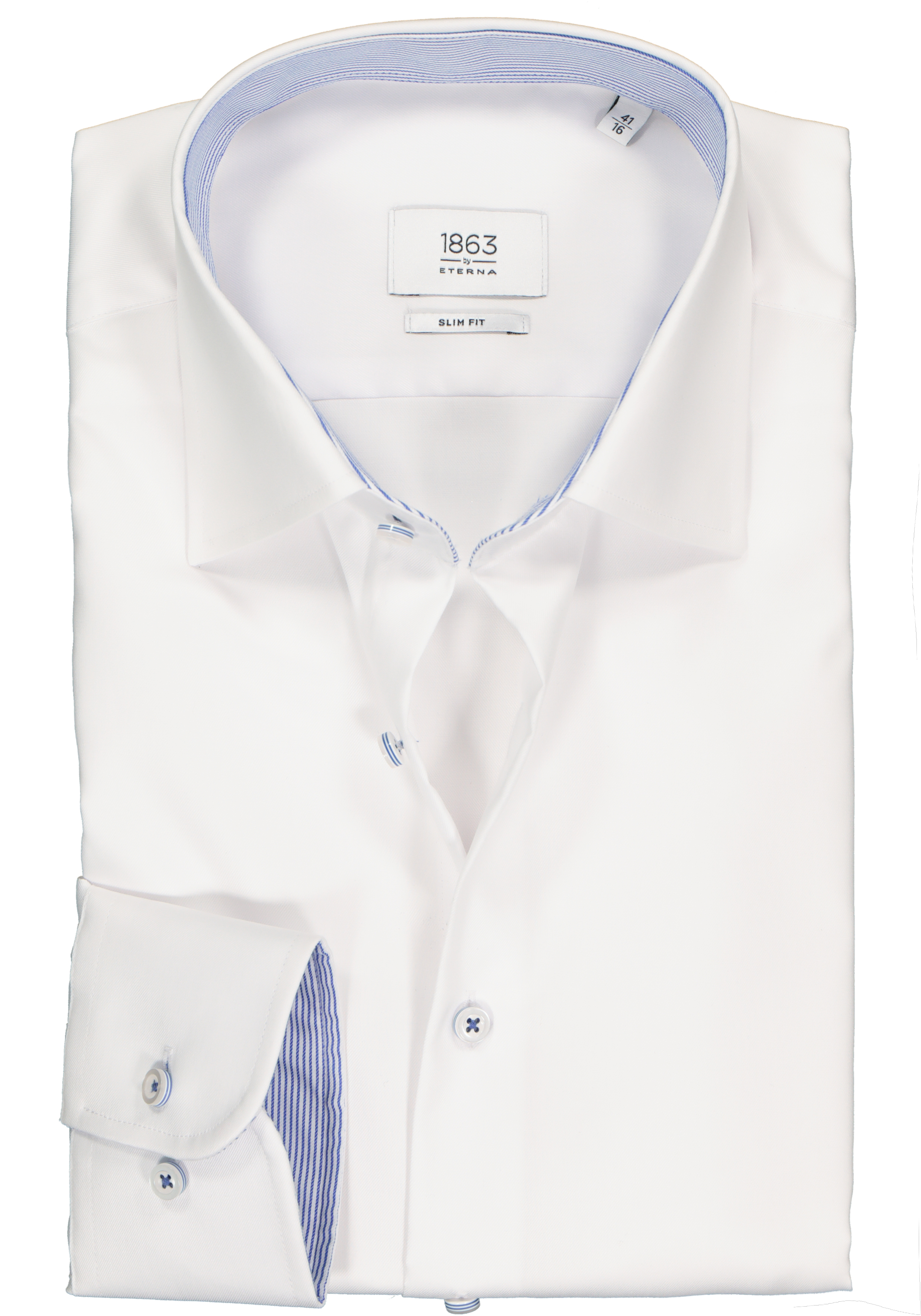 ETERNA 1863 slim fit premium overhemd, 2-ply twill heren overhemd, wit (contrast)