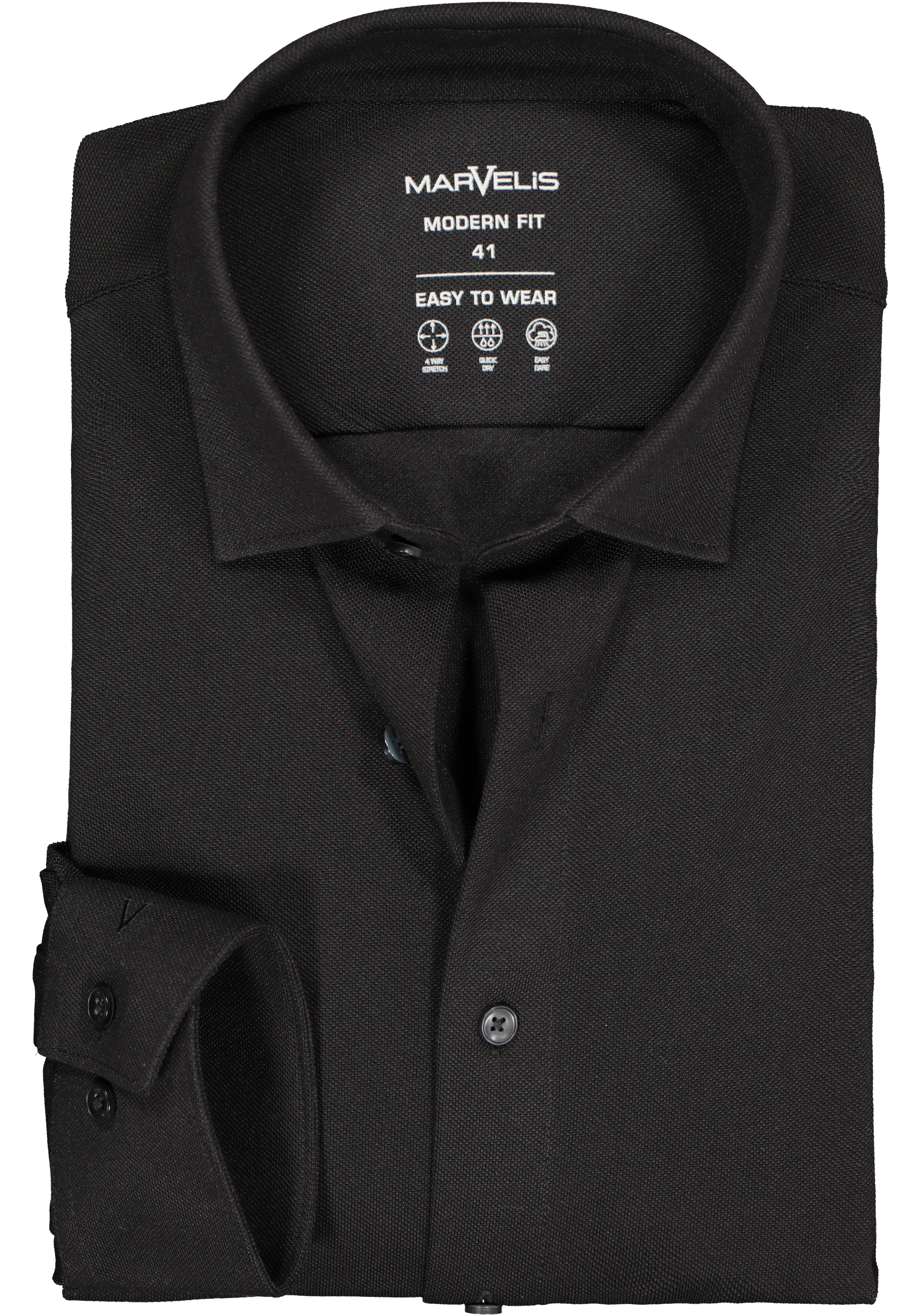 MARVELIS jersey modern fit overhemd, zwart tricot