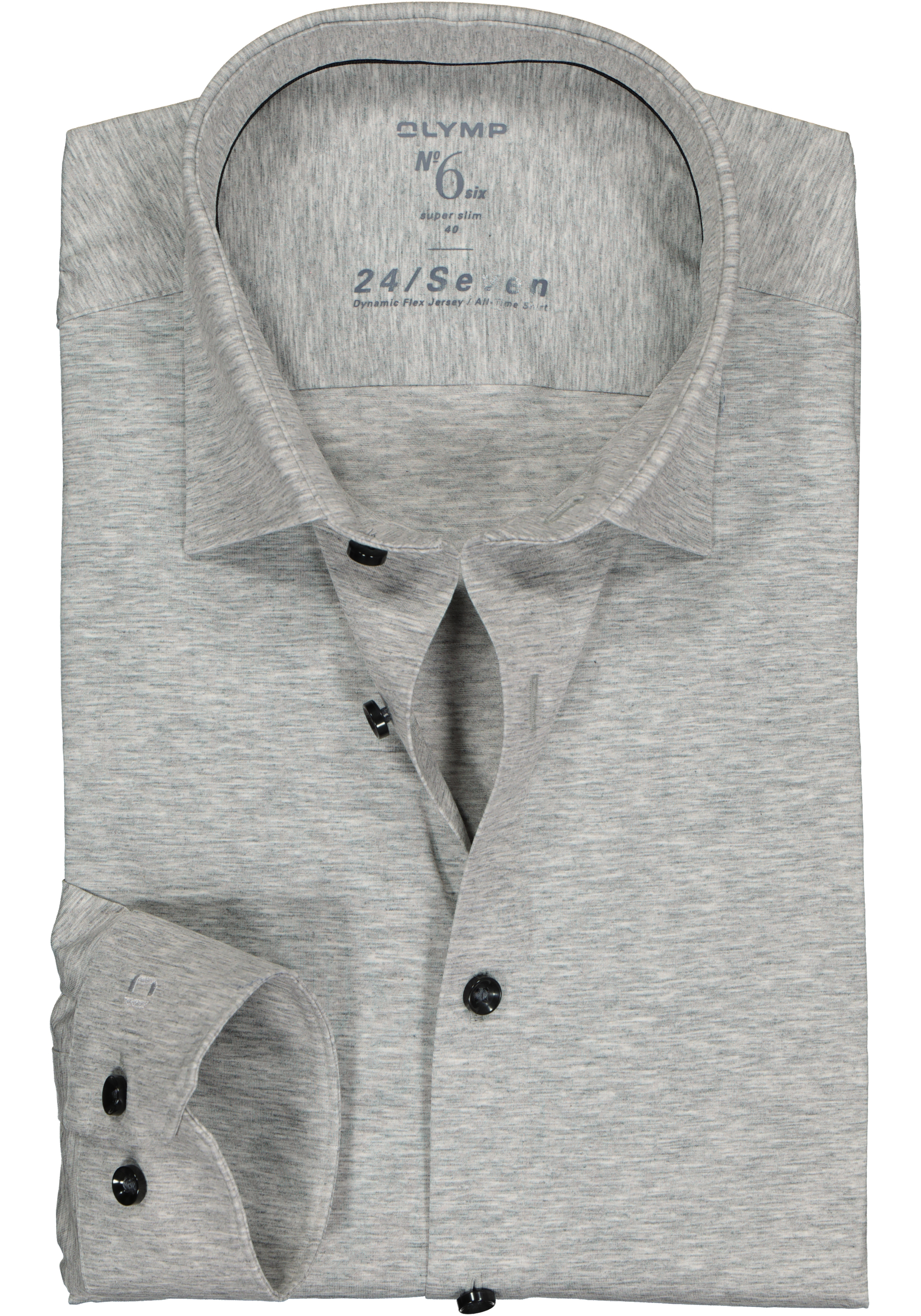 OLYMP No. Six 24/Seven super slim fit overhemd, tricot, grijs