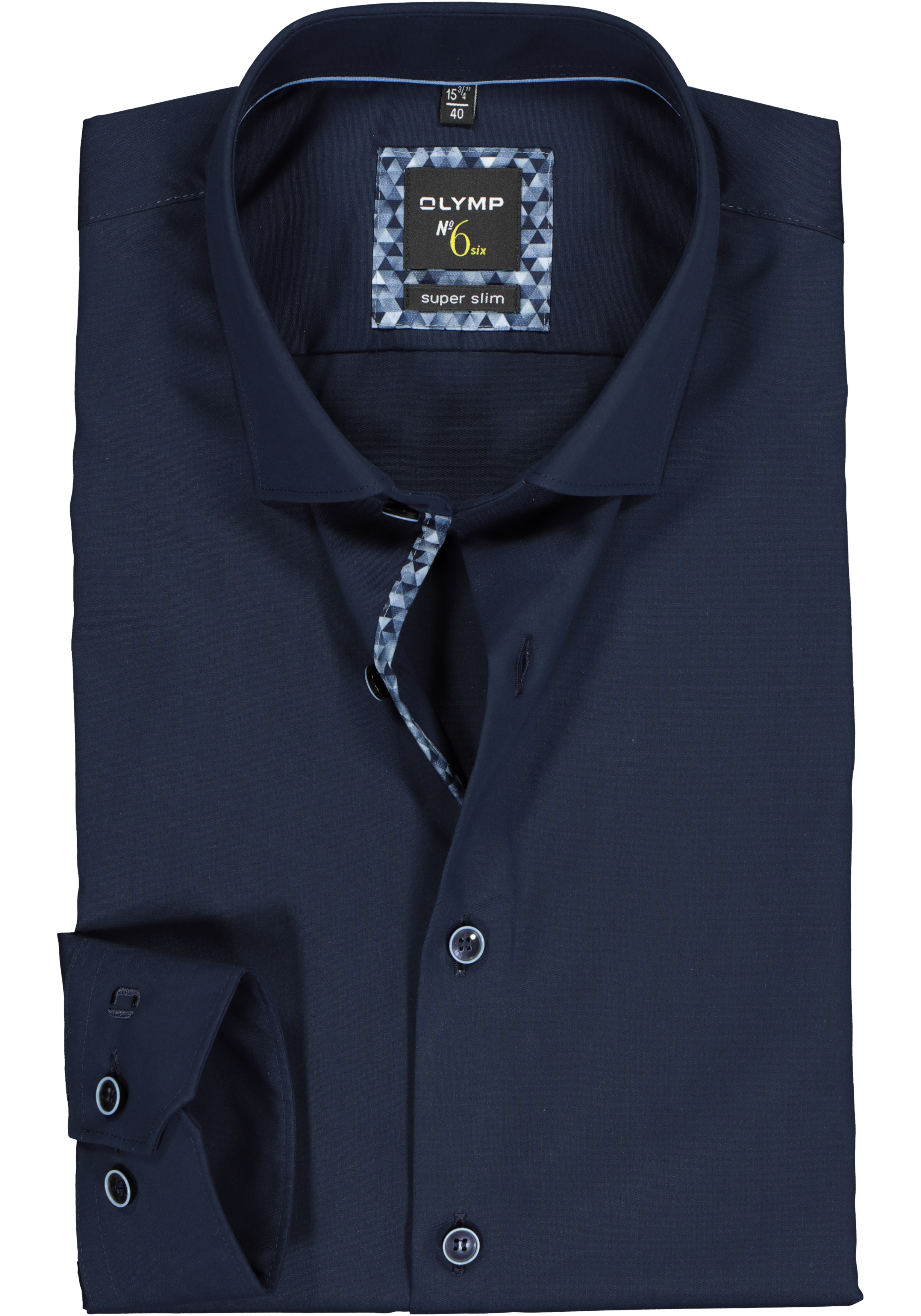 OLYMP No. 6 Six super slim fit overhemd, donkerblauw poplin (contrast)