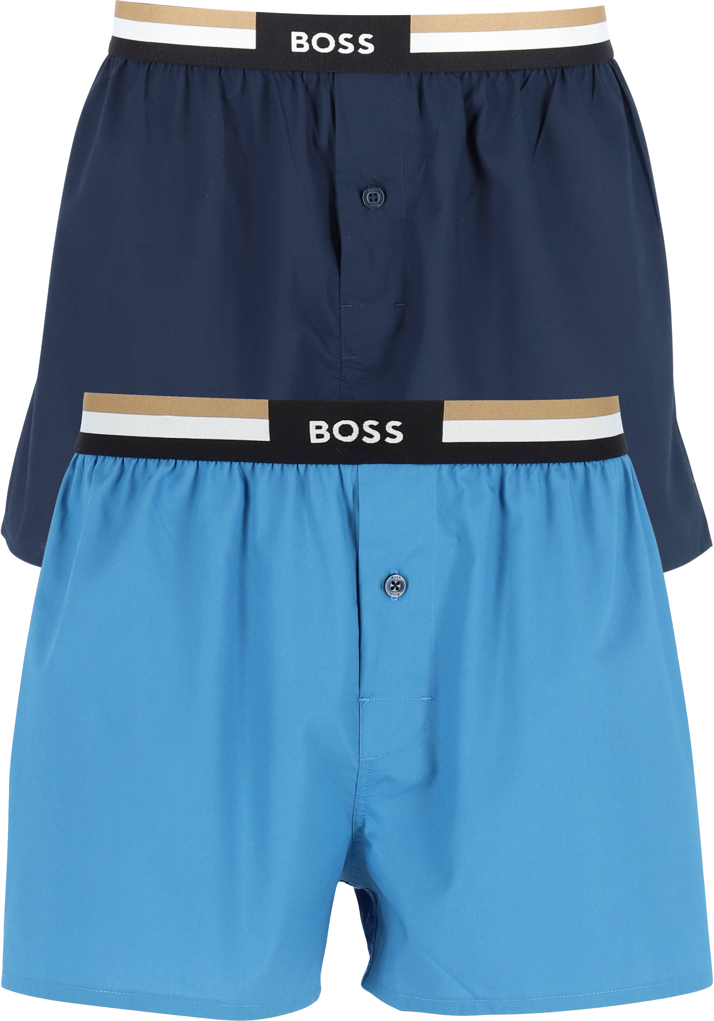 HUGO BOSS boxershorts woven (2-pack), heren boxers wijd model, blauw