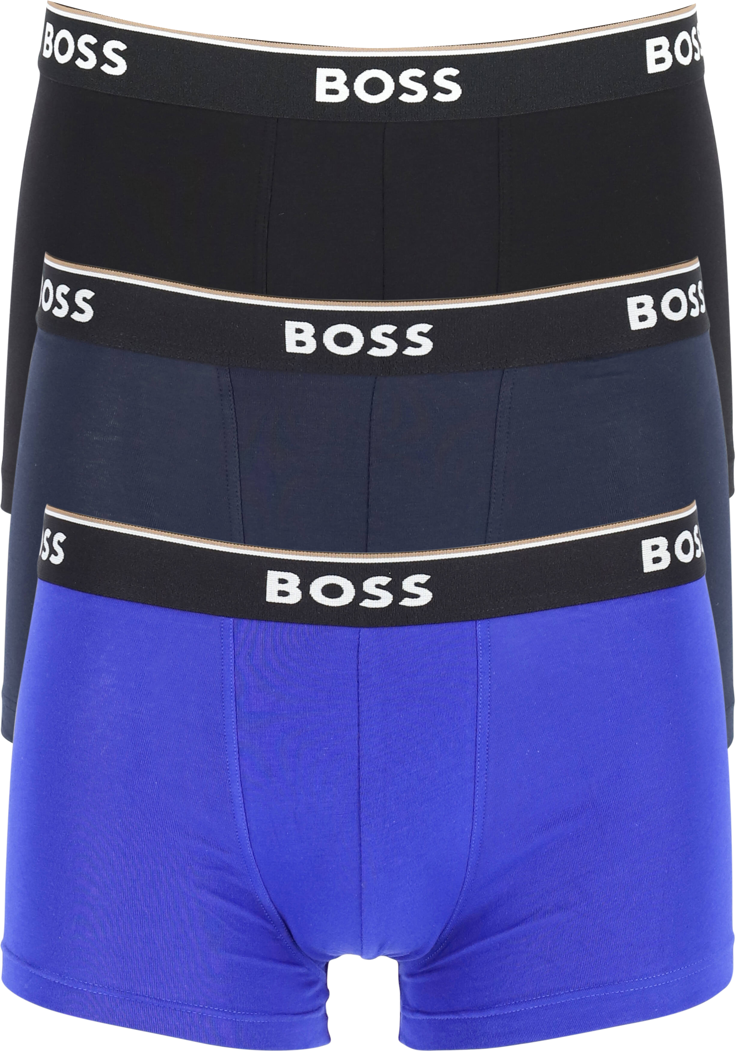 HUGO BOSS Power trunks (3-pack), heren boxers kort, blauw, zwart, blauw