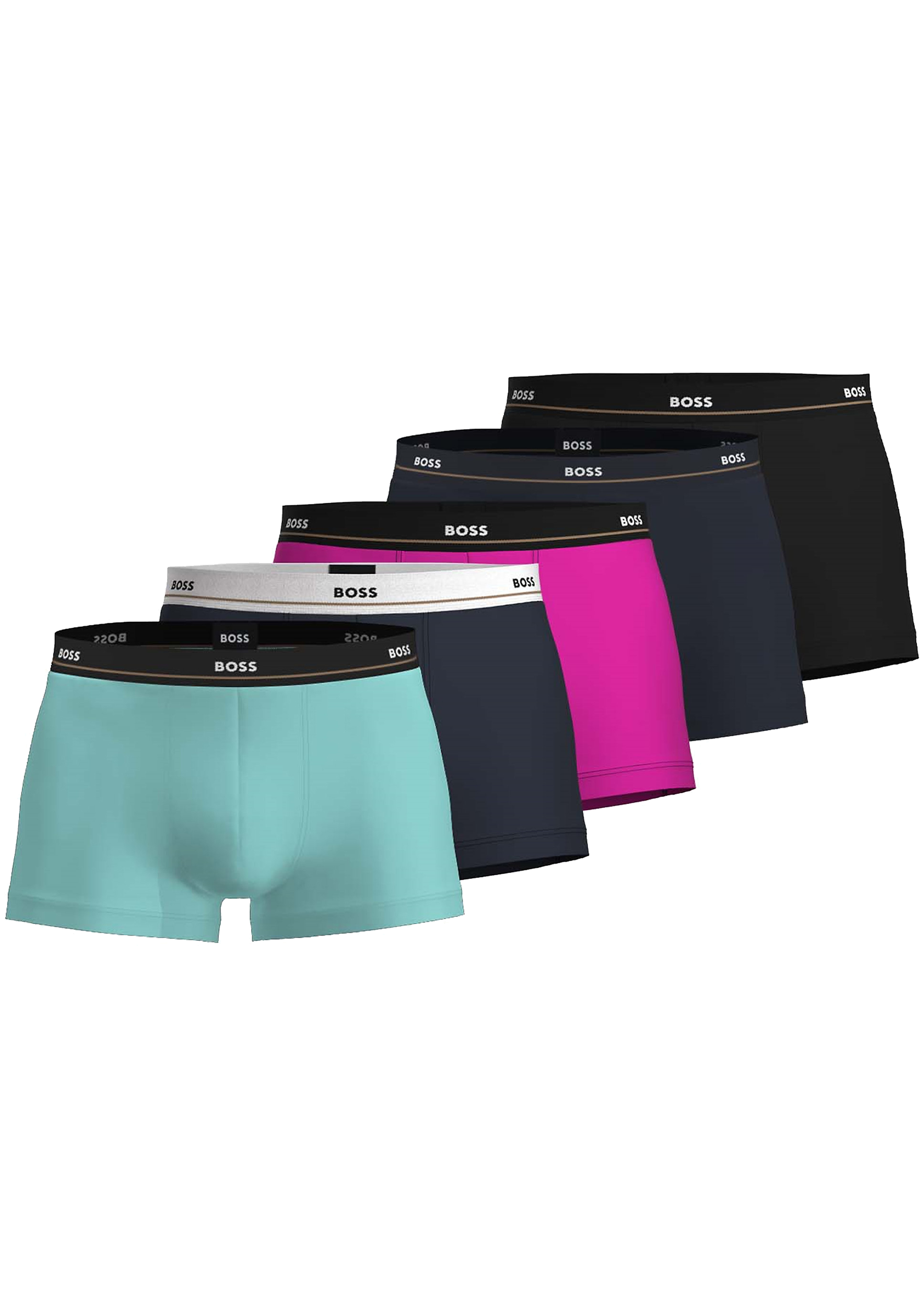 HUGO BOSS Essential trunks (5-pack), heren boxers kort, aqua, blauw, maganta, zwart
